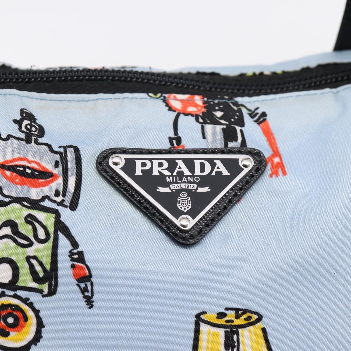 PRADA Tote Bag Nylon 2way Light Blue Silver Auth BA16632A