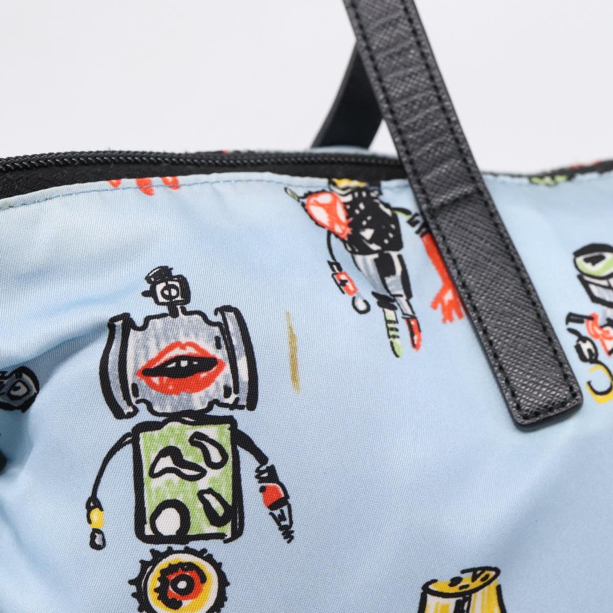 PRADA Tote Bag Nylon 2way Light Blue Silver Auth BA16632A