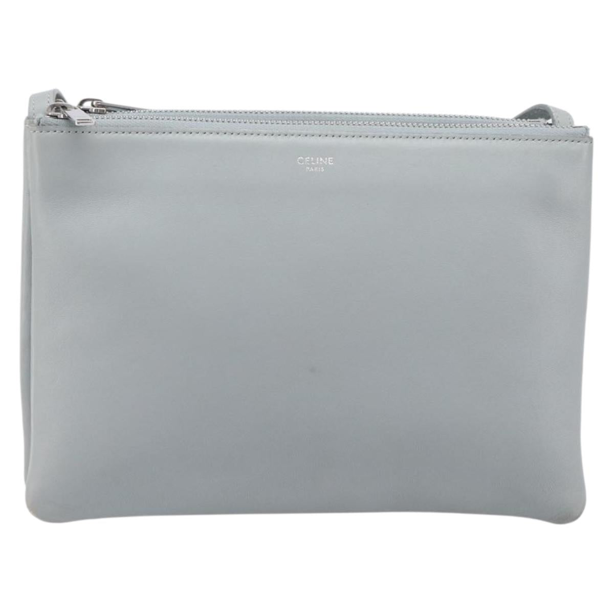 LOUIS VUITTON Trio Shoulder Bag Leather Light Blue Silver LV Auth BA16636A