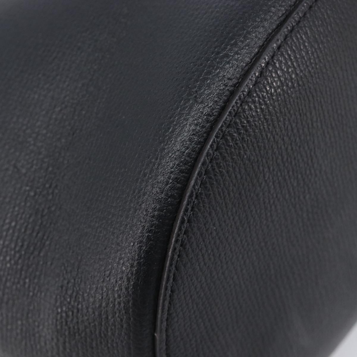 BURBERRY Shoulder Bag Leather Black Gold Tone Auth BA16639