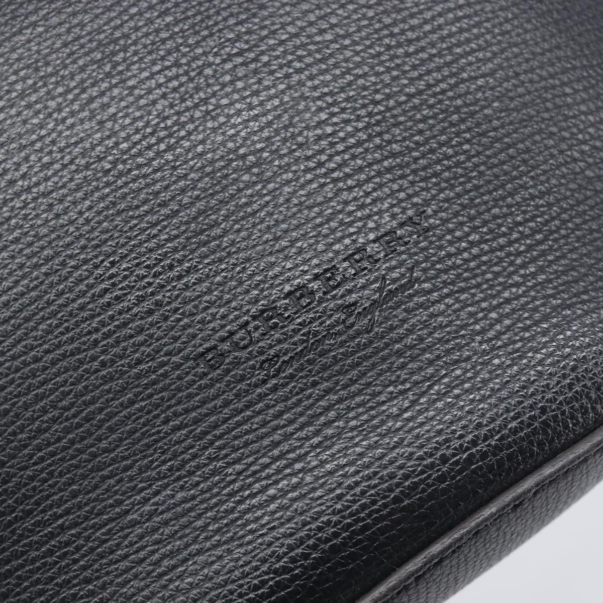 BURBERRY Shoulder Bag Leather Black Gold Tone Auth BA16639