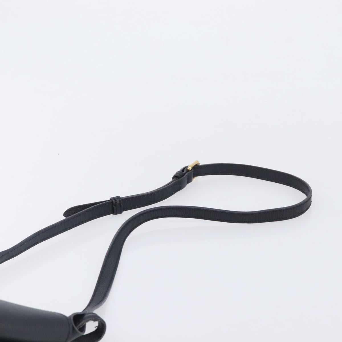 BURBERRY Shoulder Bag Leather Black Gold Tone Auth BA16639