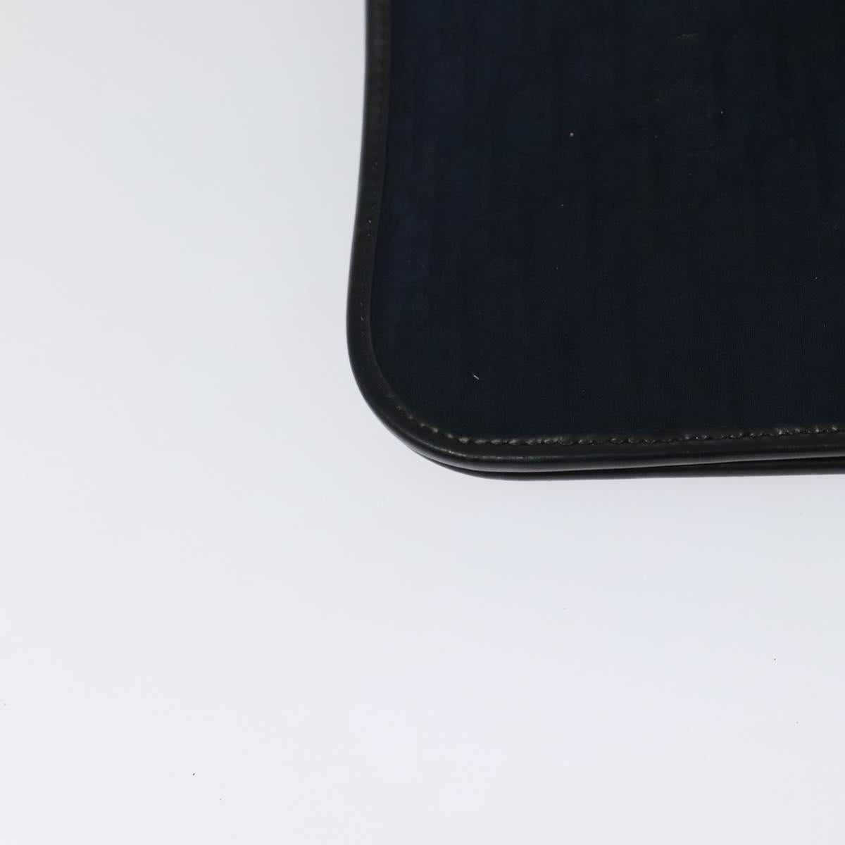 Christian Dior Trotter Canvas Shoulder Bag Navy Gold Auth BA1665