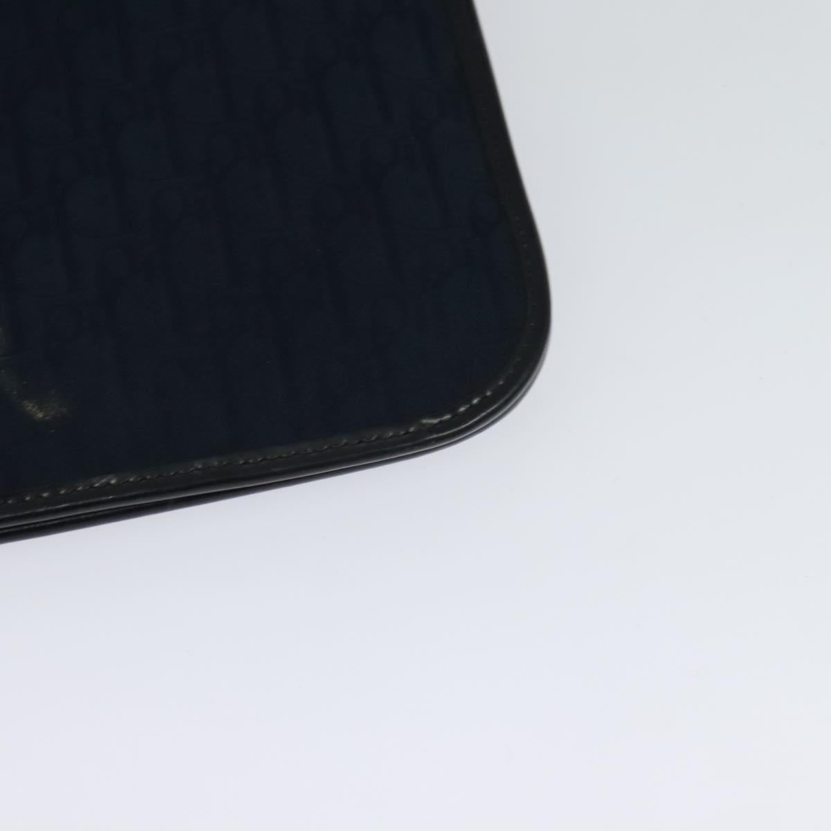 Christian Dior Trotter Canvas Shoulder Bag Navy Gold Auth BA1665