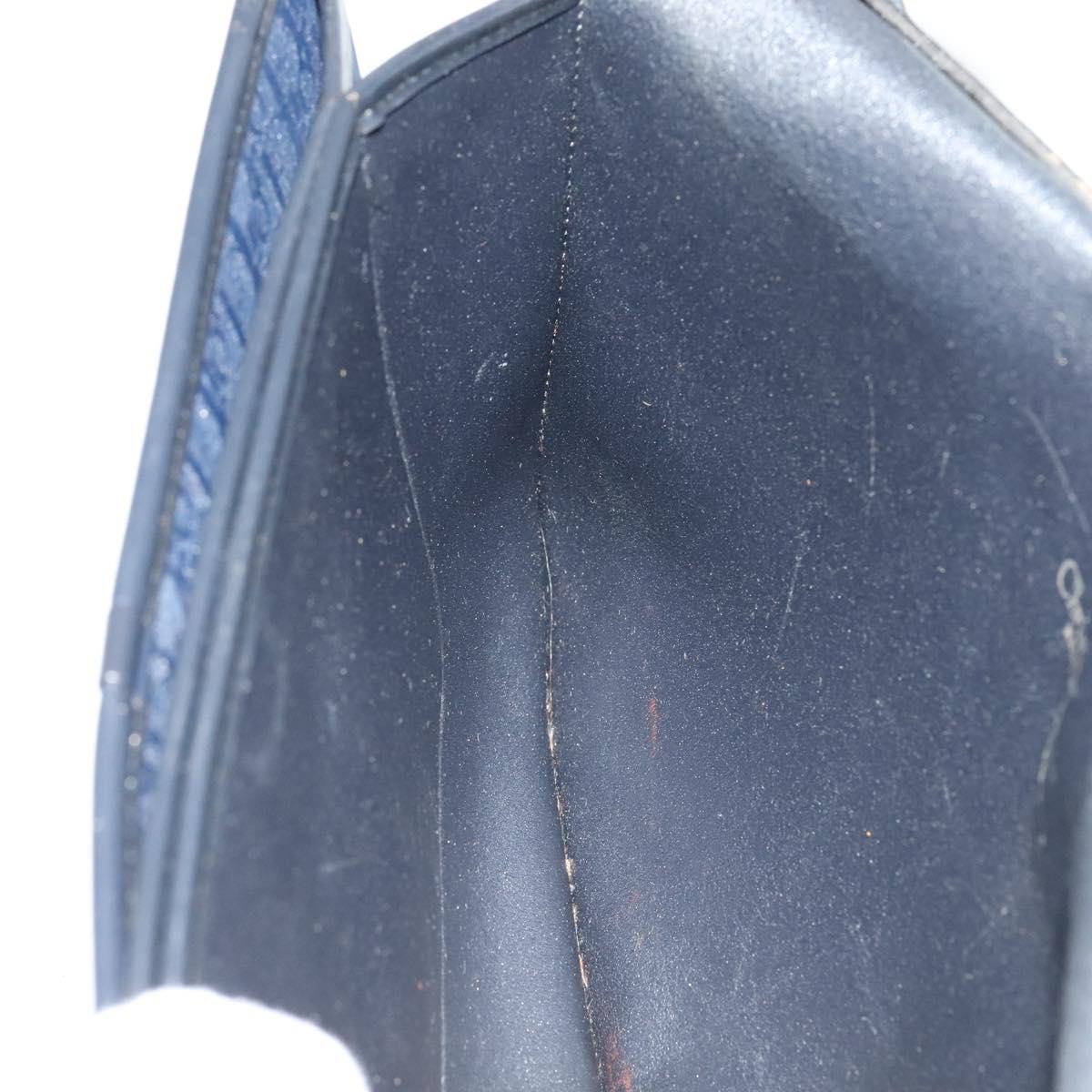 Christian Dior Trotter Canvas Shoulder Bag Navy Gold Auth BA1665