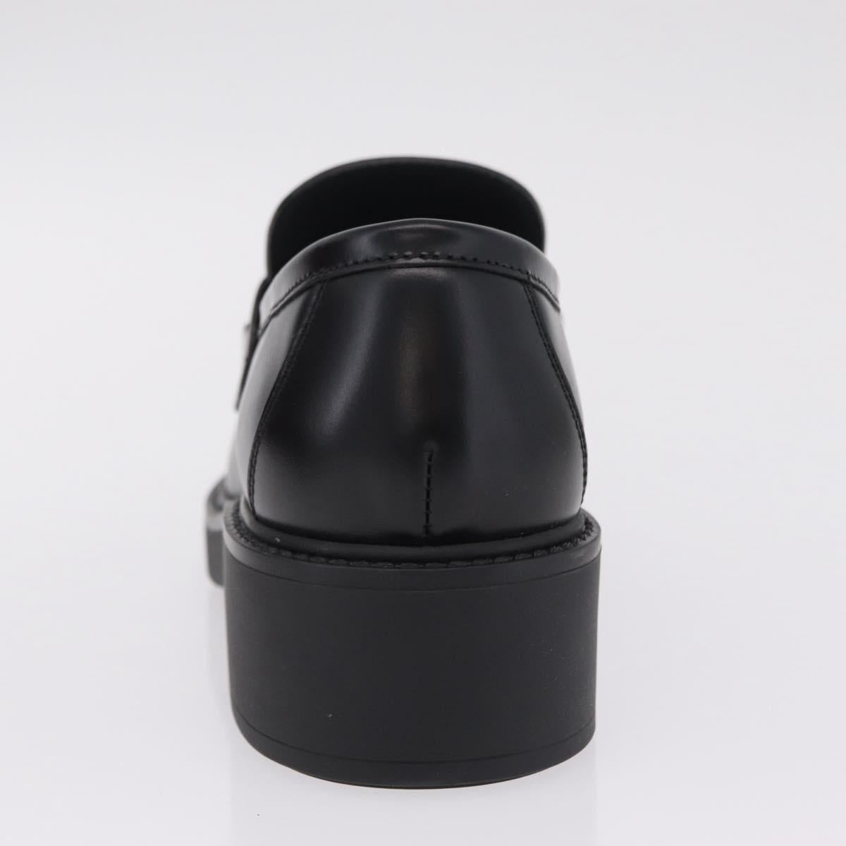 GUCCI Horsebit loafers Leather 37 1/2 Black Silver Auth BA16654M