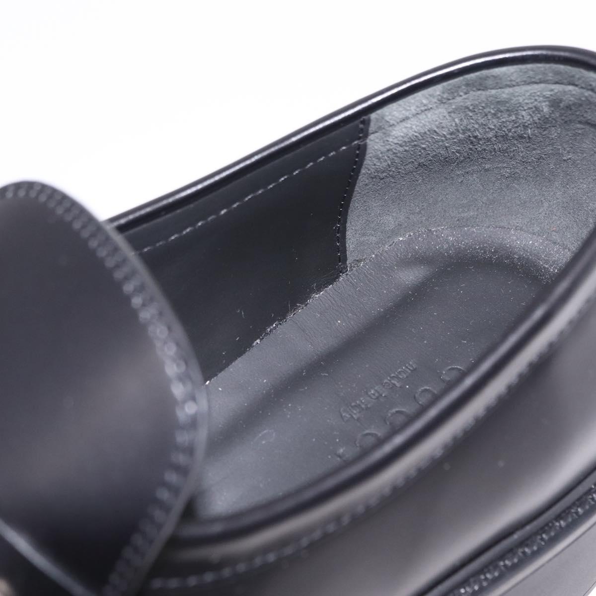 GUCCI Horsebit loafers Leather 37 1/2 Black Silver Auth BA16654M