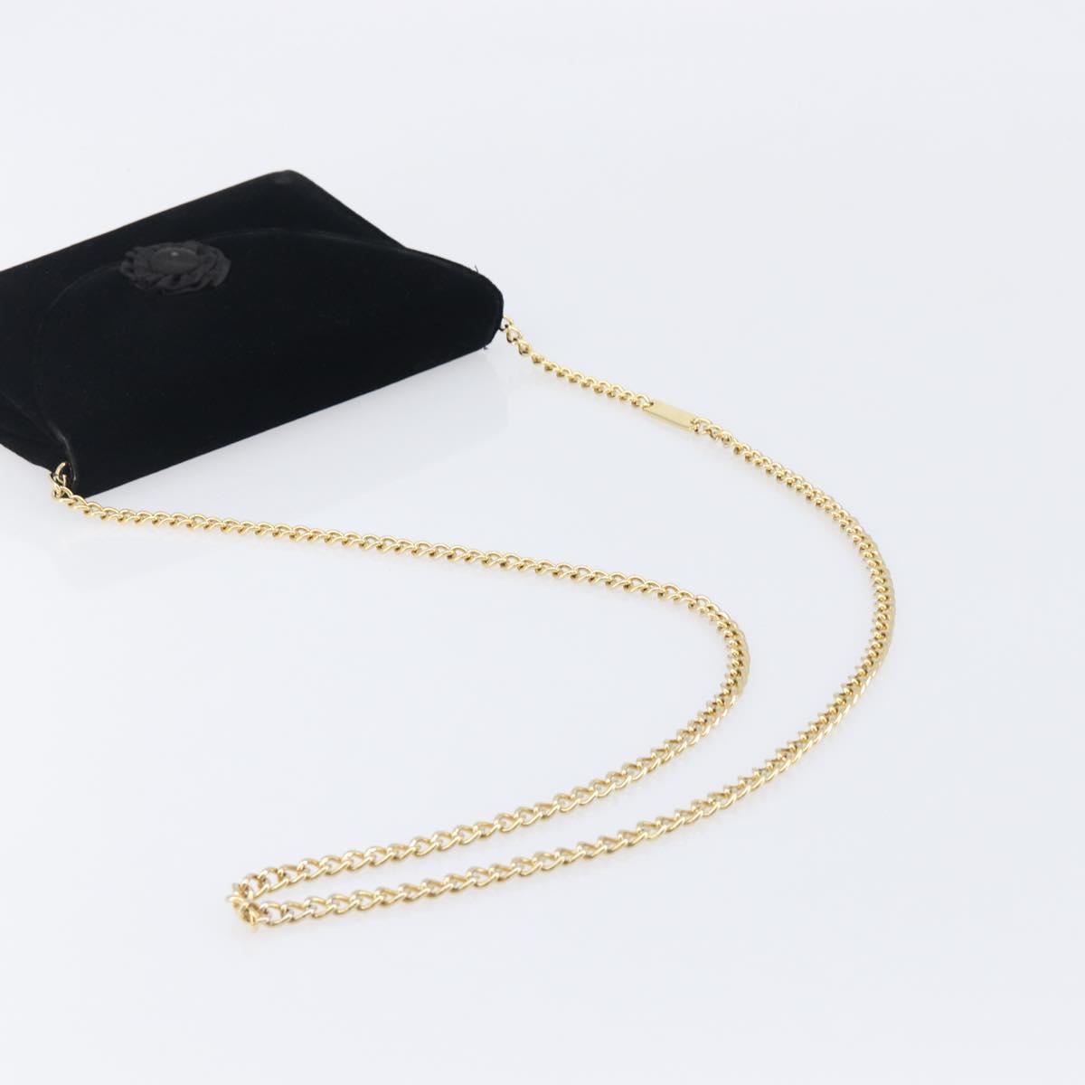 Salvatore Ferragamo Chain Shoulder Bag Velor Black Gold Tone Auth BA16656