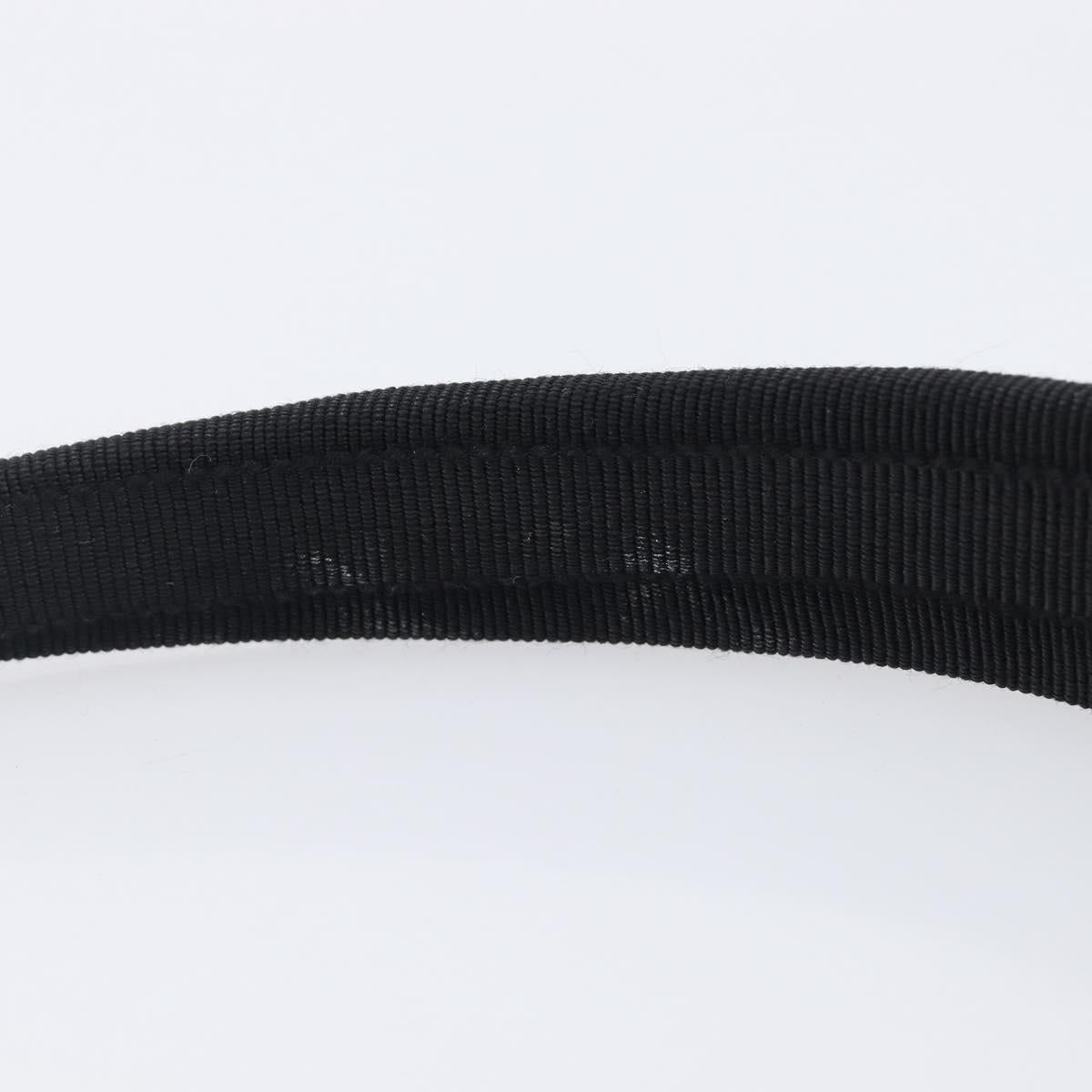 CELINE Hair Band Canvas Black Gold Tone Auth BA16657A