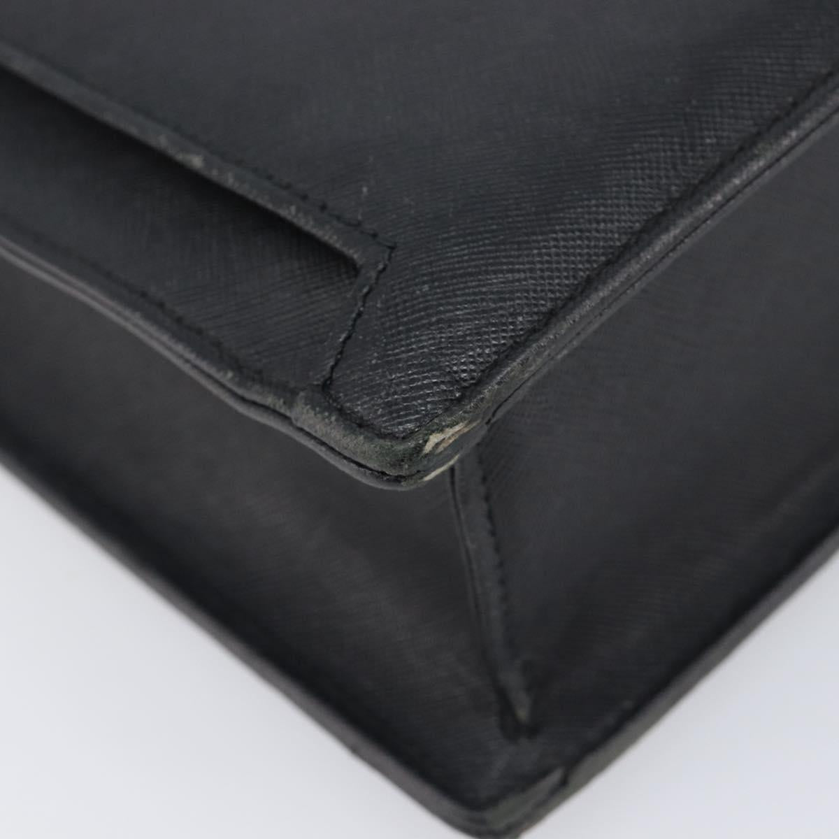 BURBERRY Business Bag Leather Black Silver Auth BA16658