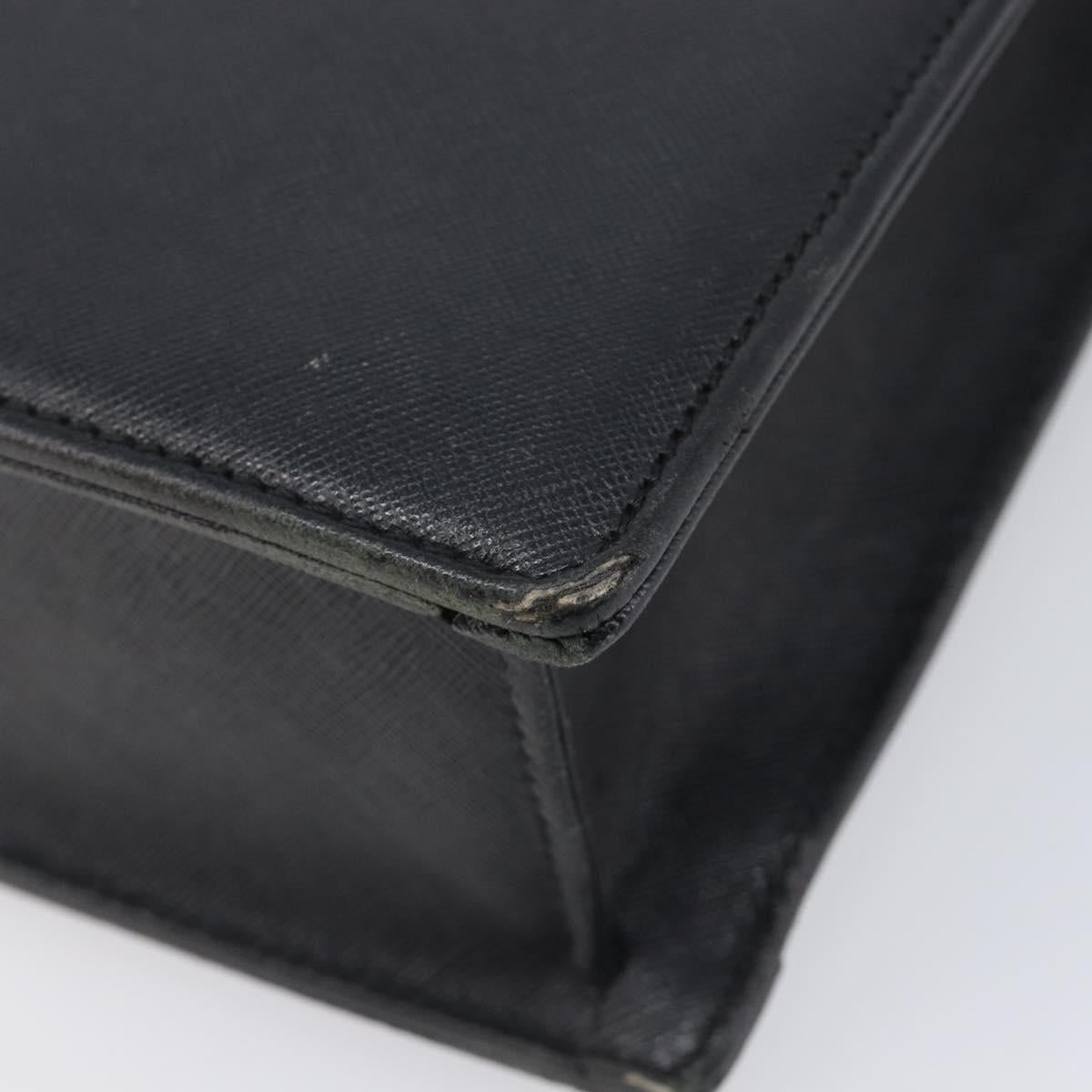 BURBERRY Business Bag Leather Black Silver Auth BA16658