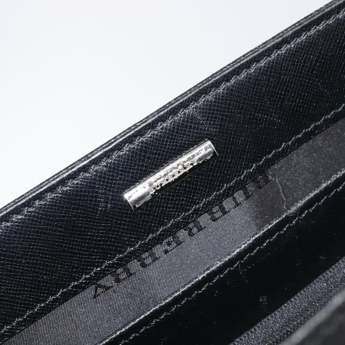 BURBERRY Business Bag Leather Black Silver Auth BA16658