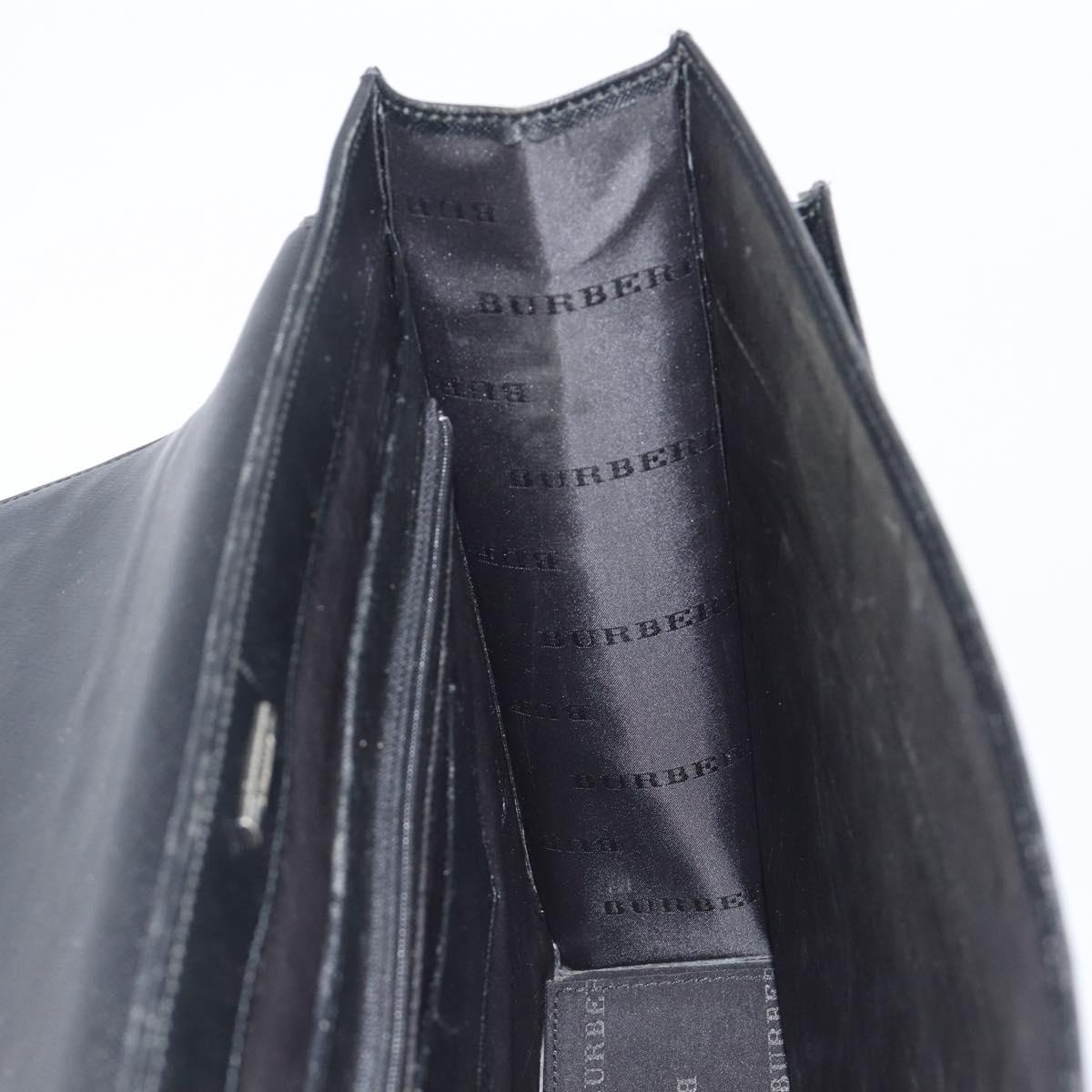 BURBERRY Business Bag Leather Black Silver Auth BA16658