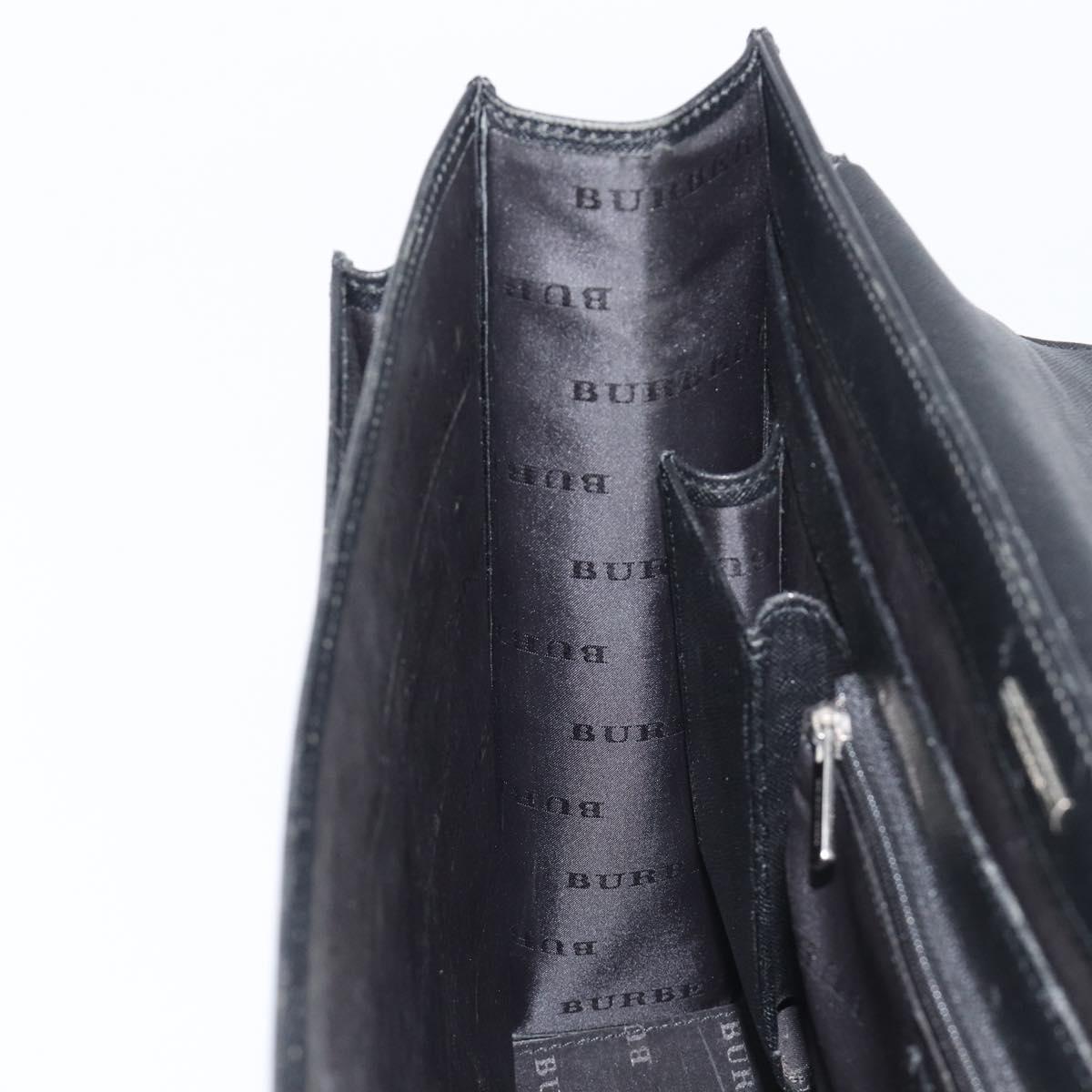BURBERRY Business Bag Leather Black Silver Auth BA16658