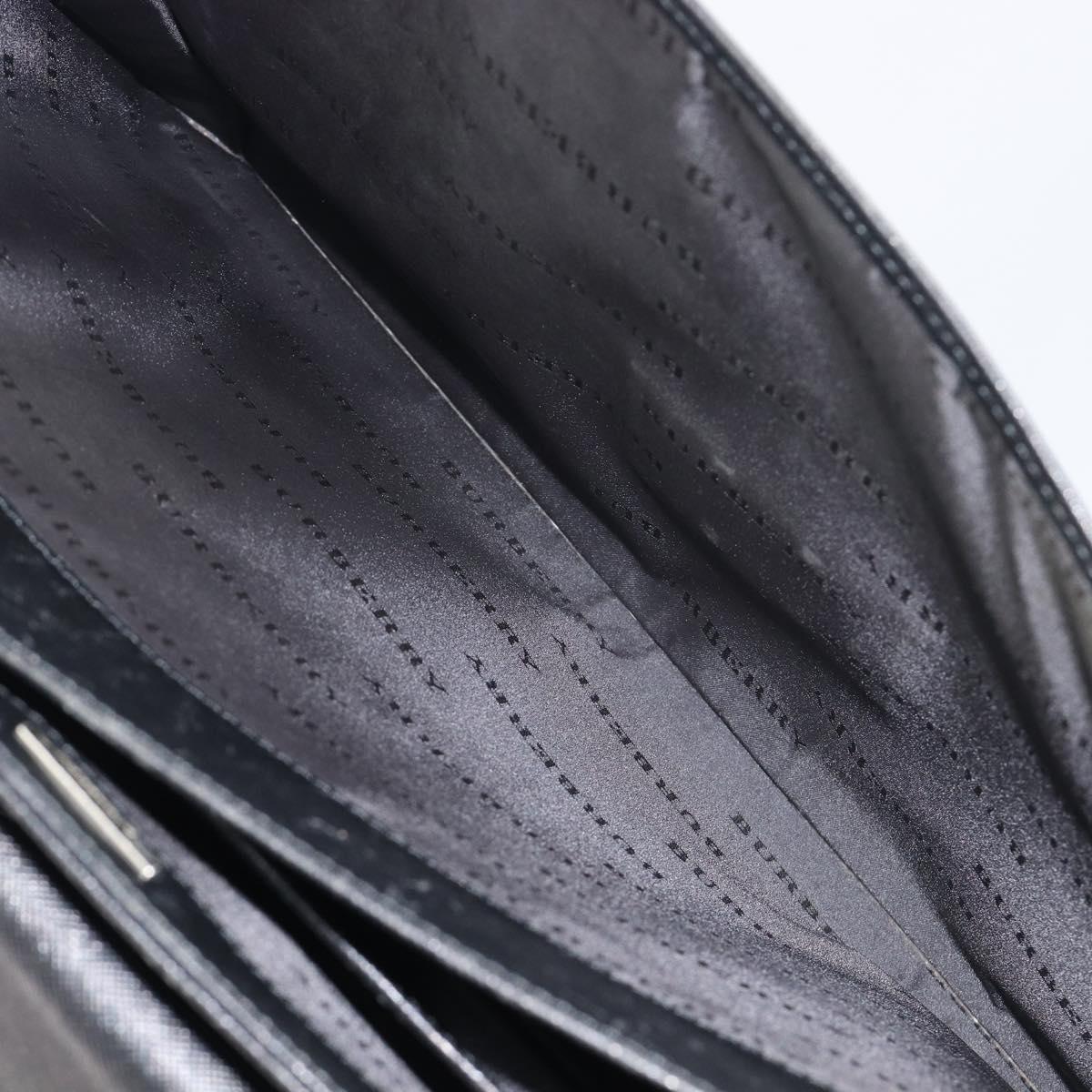 BURBERRY Business Bag Leather Black Silver Auth BA16658