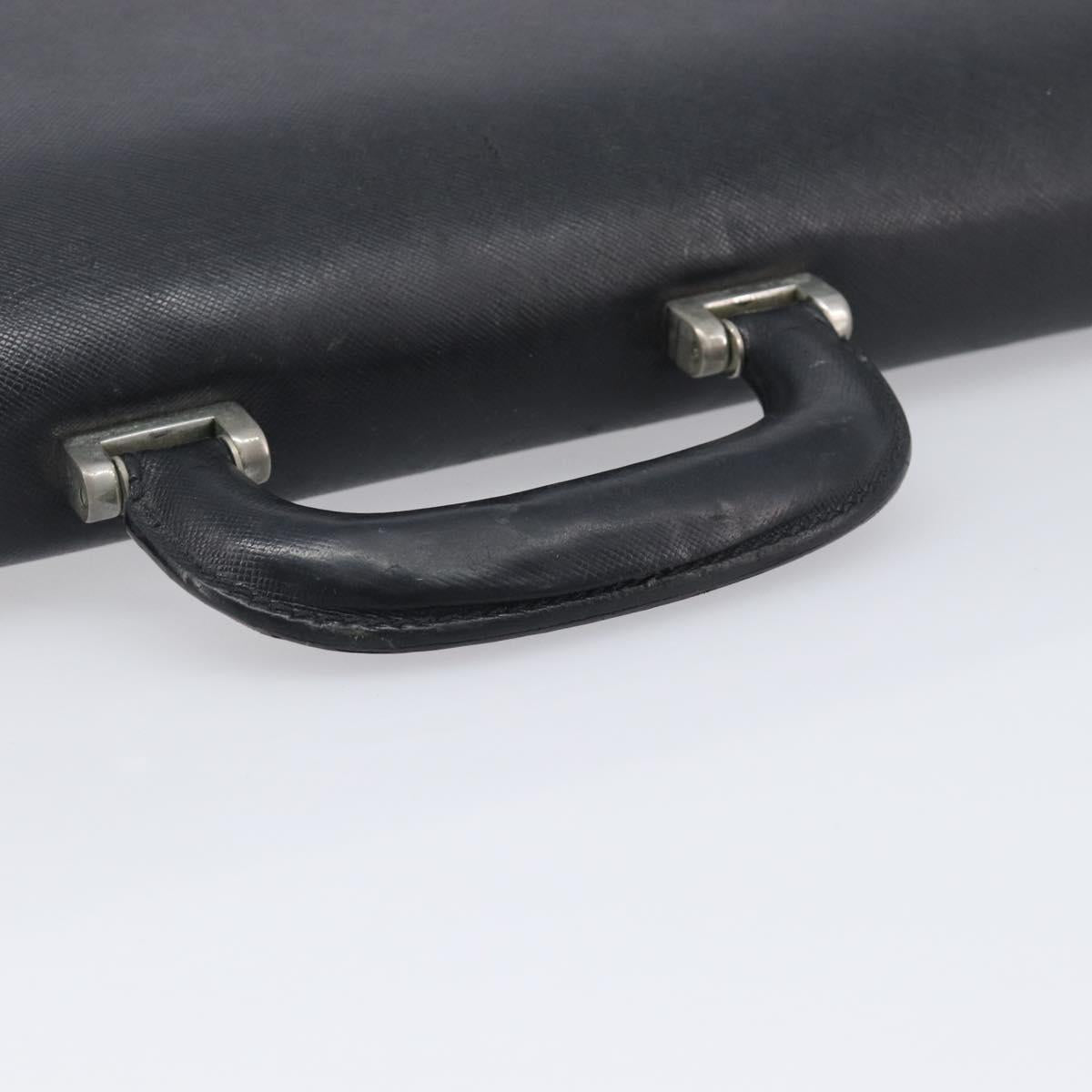 BURBERRY Business Bag Leather Black Silver Auth BA16658