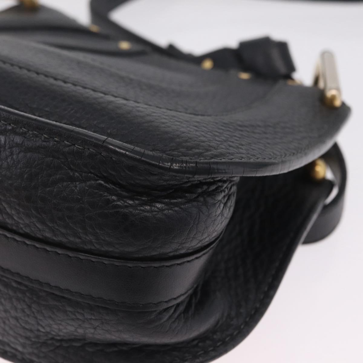 Chloe Hailey Shoulder Bag Leather Black Gold Auth BA16662A