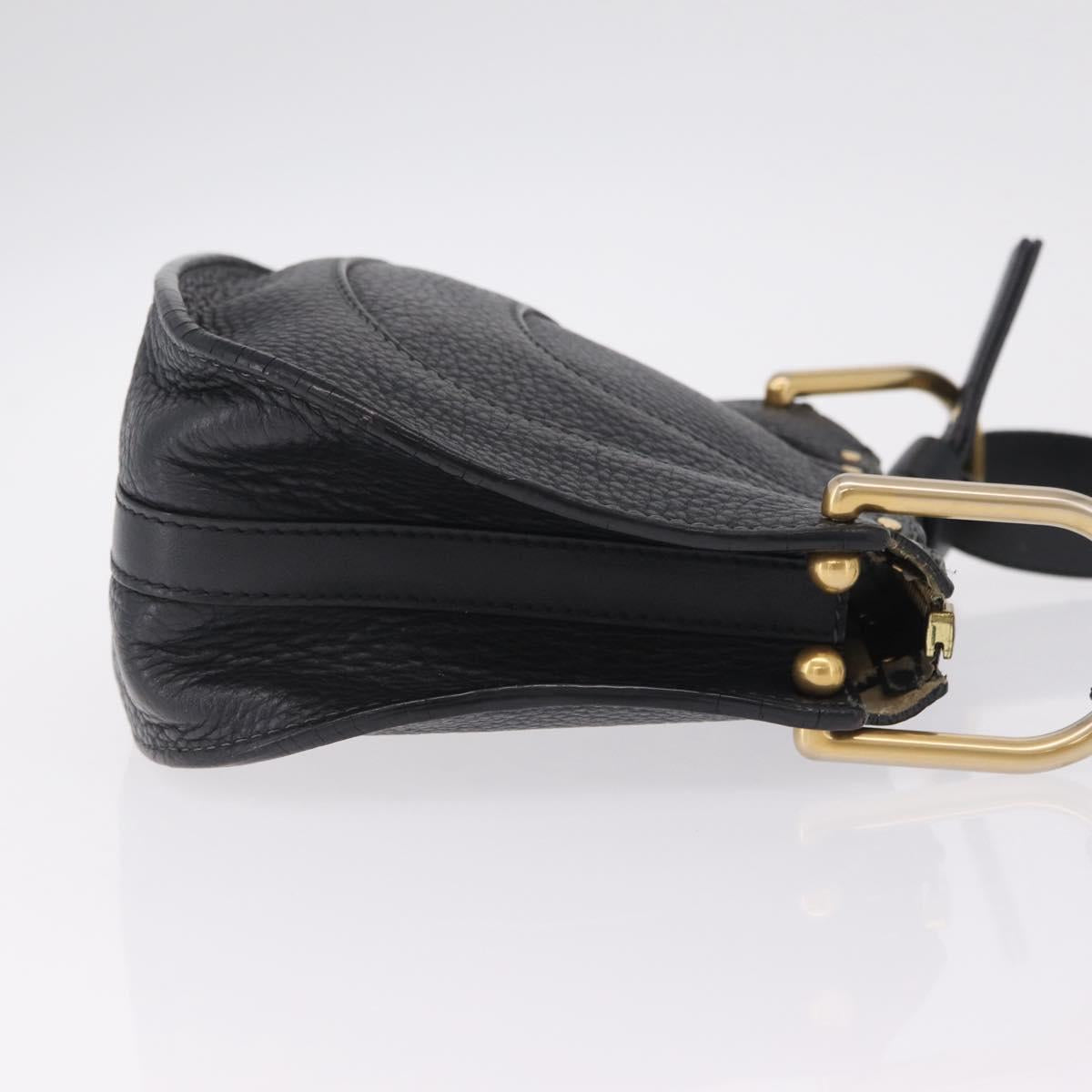 Chloe Hailey Shoulder Bag Leather Black Gold Auth BA16662A