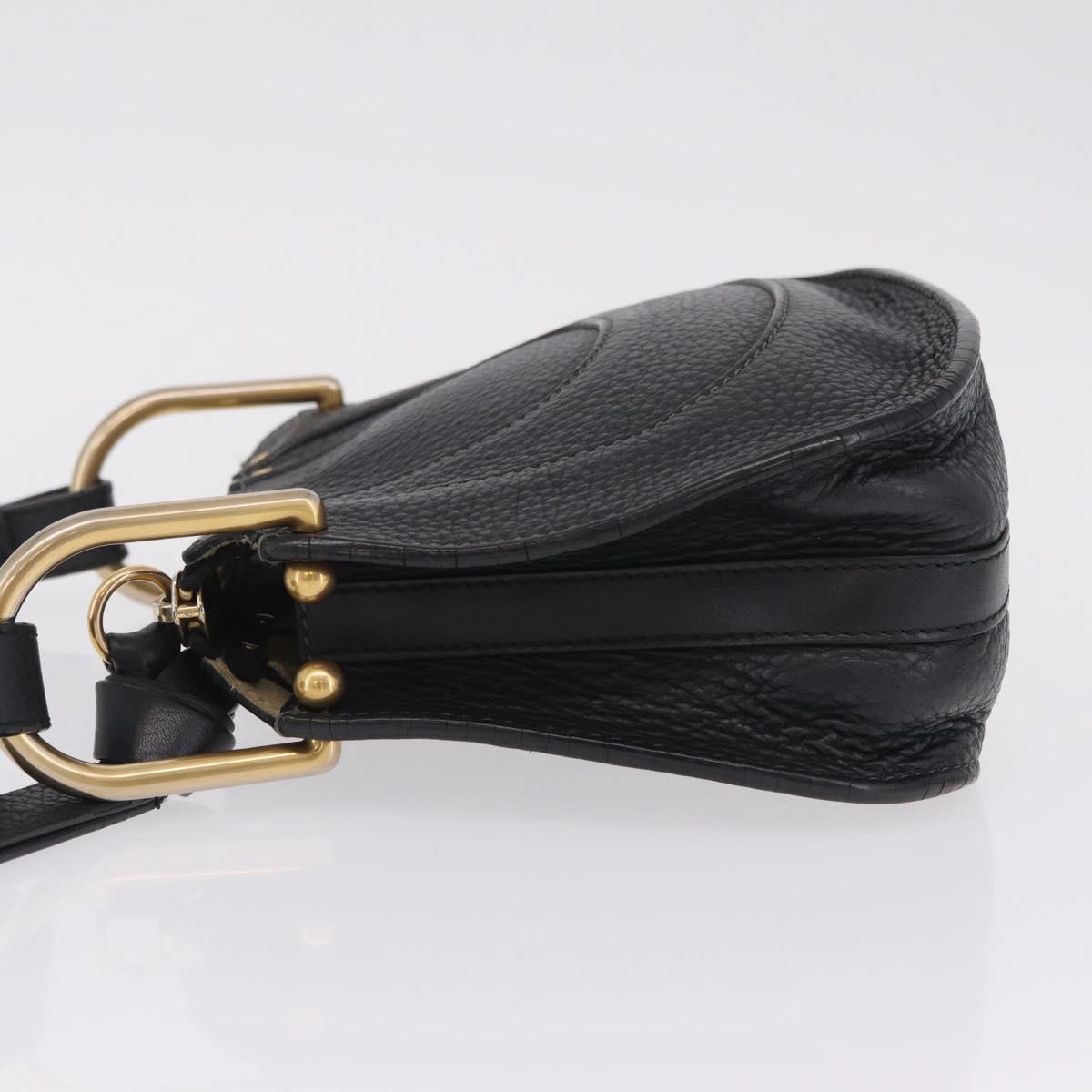 Chloe Hailey Shoulder Bag Leather Black Gold Auth BA16662A