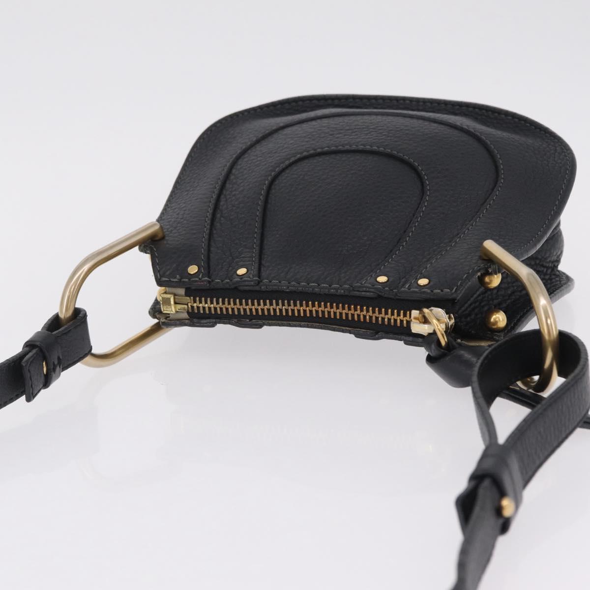 Chloe Hailey Shoulder Bag Leather Black Gold Auth BA16662A