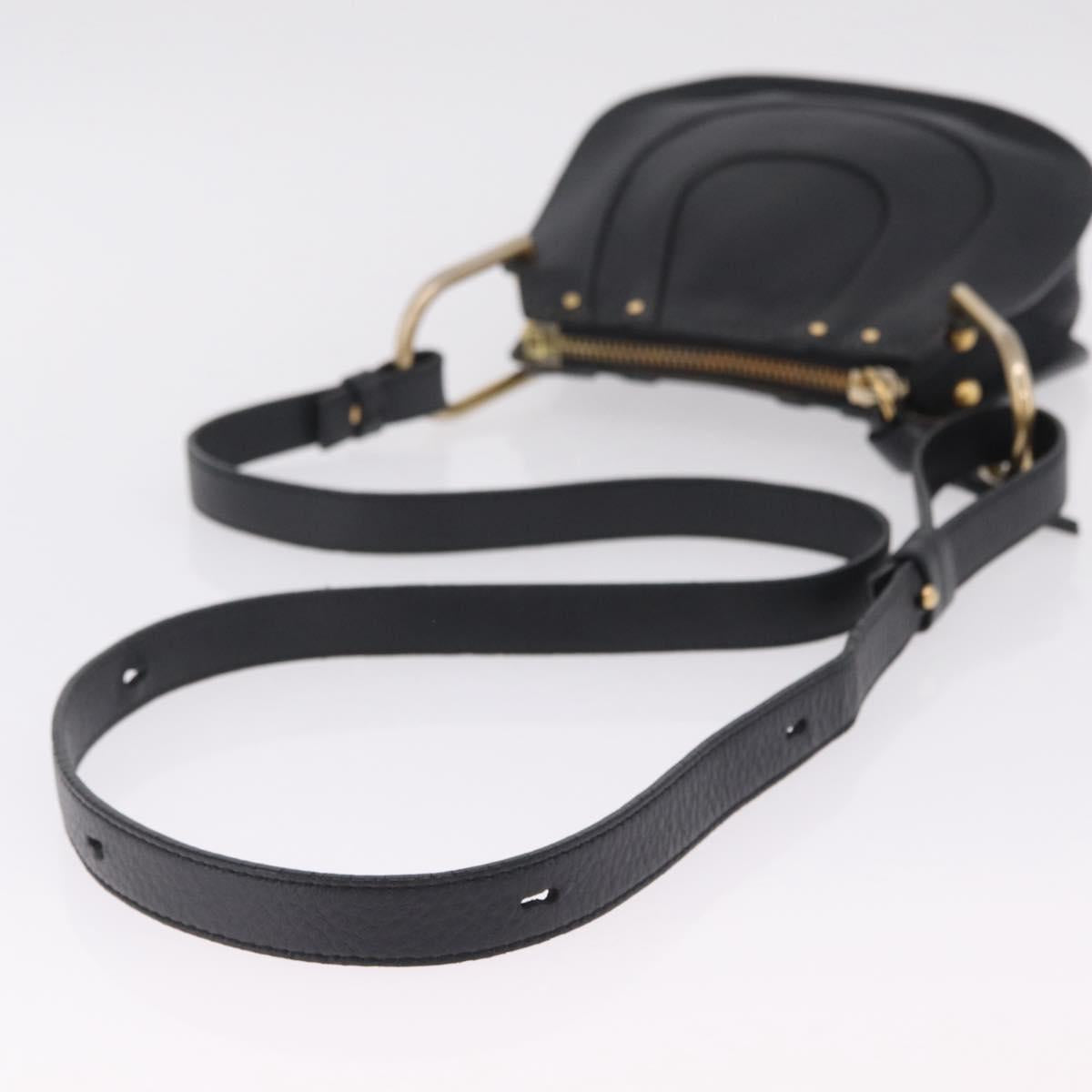 Chloe Hailey Shoulder Bag Leather Black Gold Auth BA16662A