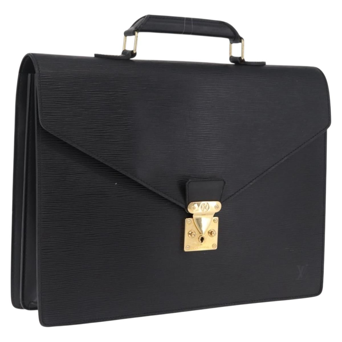 LOUIS VUITTON Epi Serviette Conseiller Business Bag Black M54422 Auth BA16663A