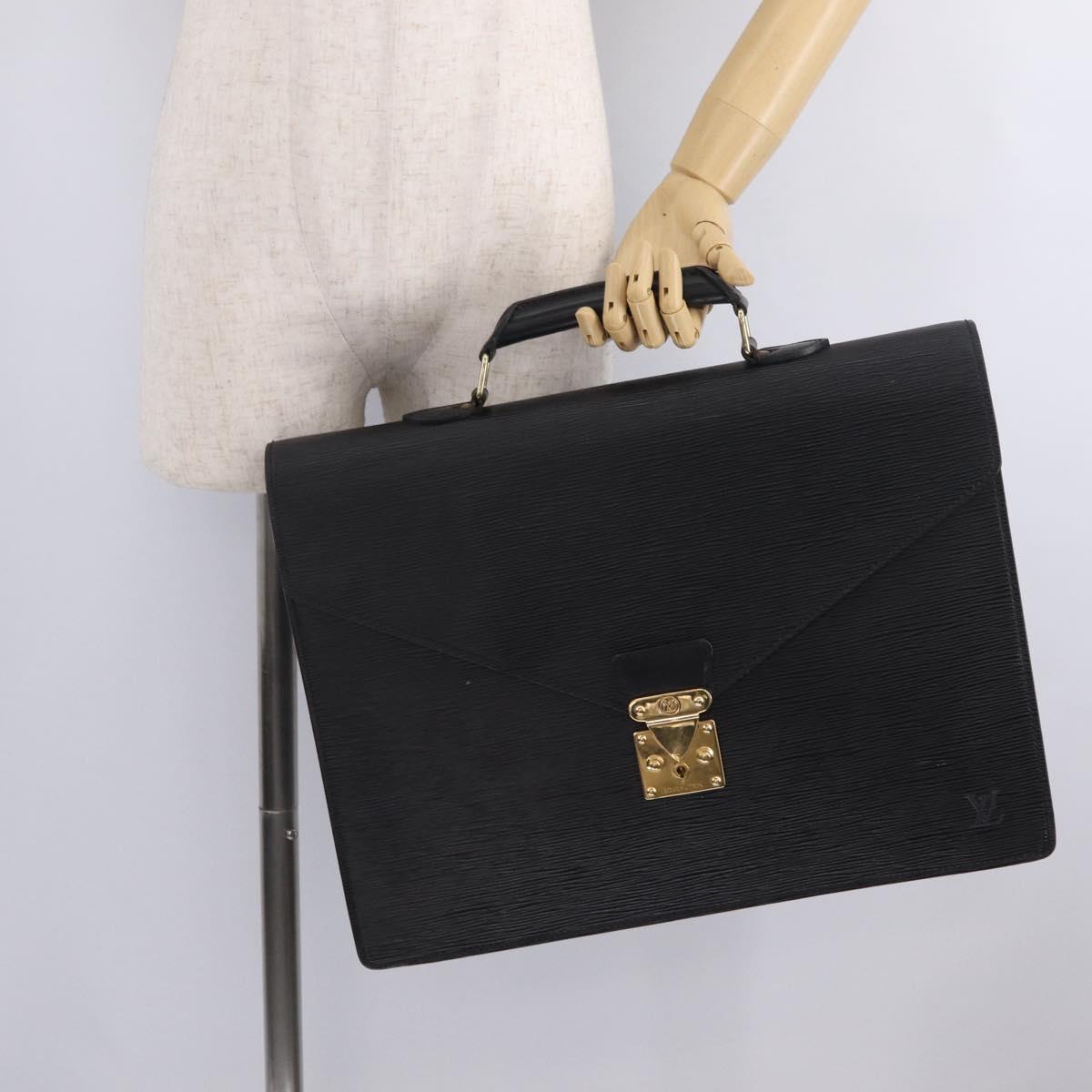 LOUIS VUITTON Epi Serviette Conseiller Business Bag Black M54422 Auth BA16663A