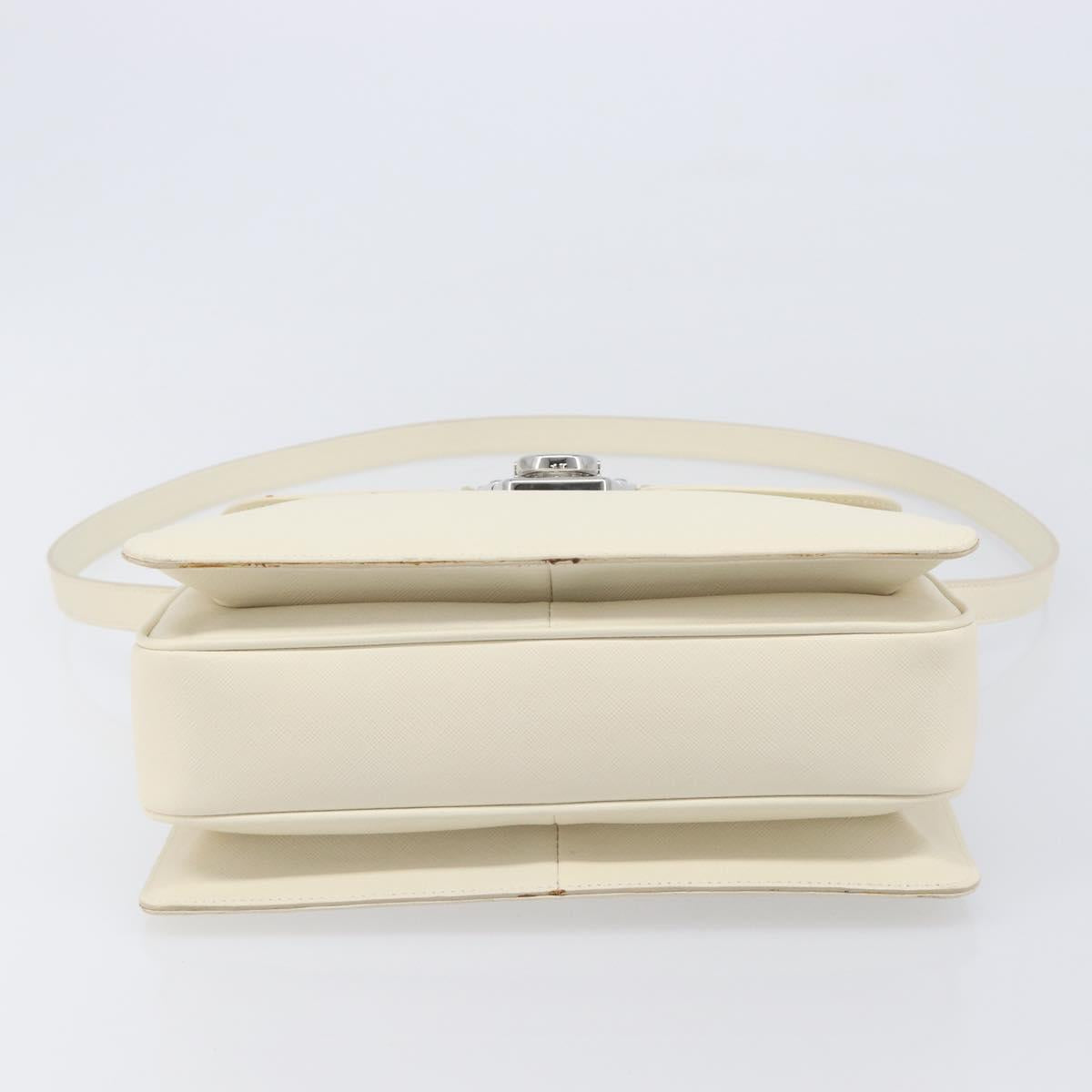 Salvatore Ferragamo Gancini Hand Bag Leather 2way White Silver Auth BA16665V