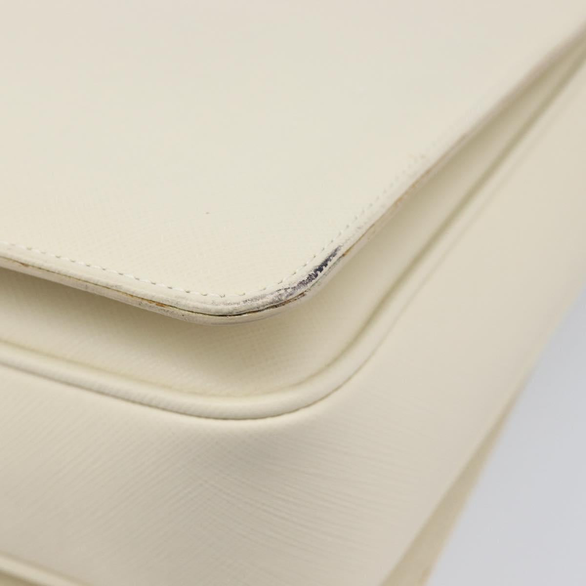 Salvatore Ferragamo Gancini Hand Bag Leather 2way White Silver Auth BA16665V