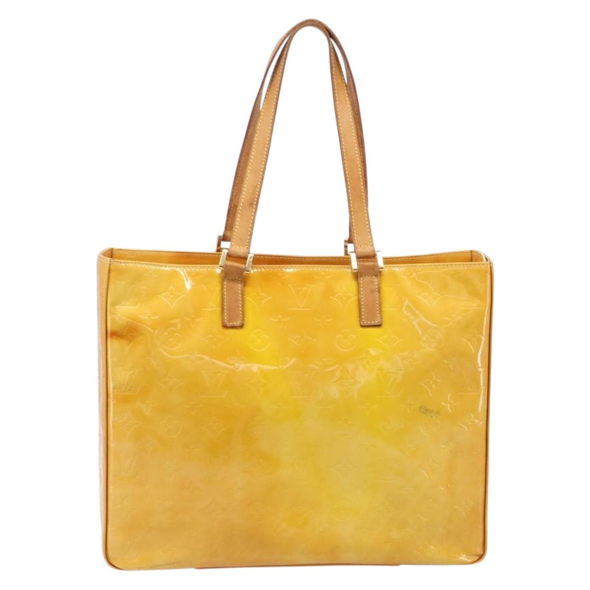 LOUIS VUITTON Monogram Vernis Columbus Bag Lime Yellow M91047 LV Auth BA16666