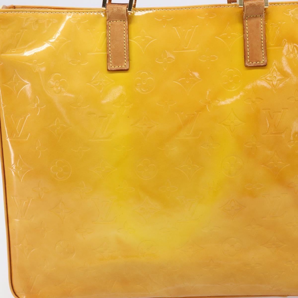 LOUIS VUITTON Monogram Vernis Columbus Bag Lime Yellow M91047 LV Auth BA16666