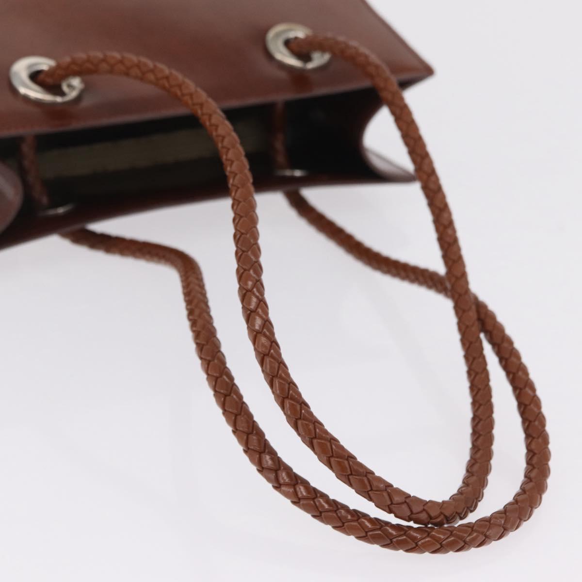 Cartier PANTHERE Tote Bag Patent leather Brown Silver Auth BA16667V