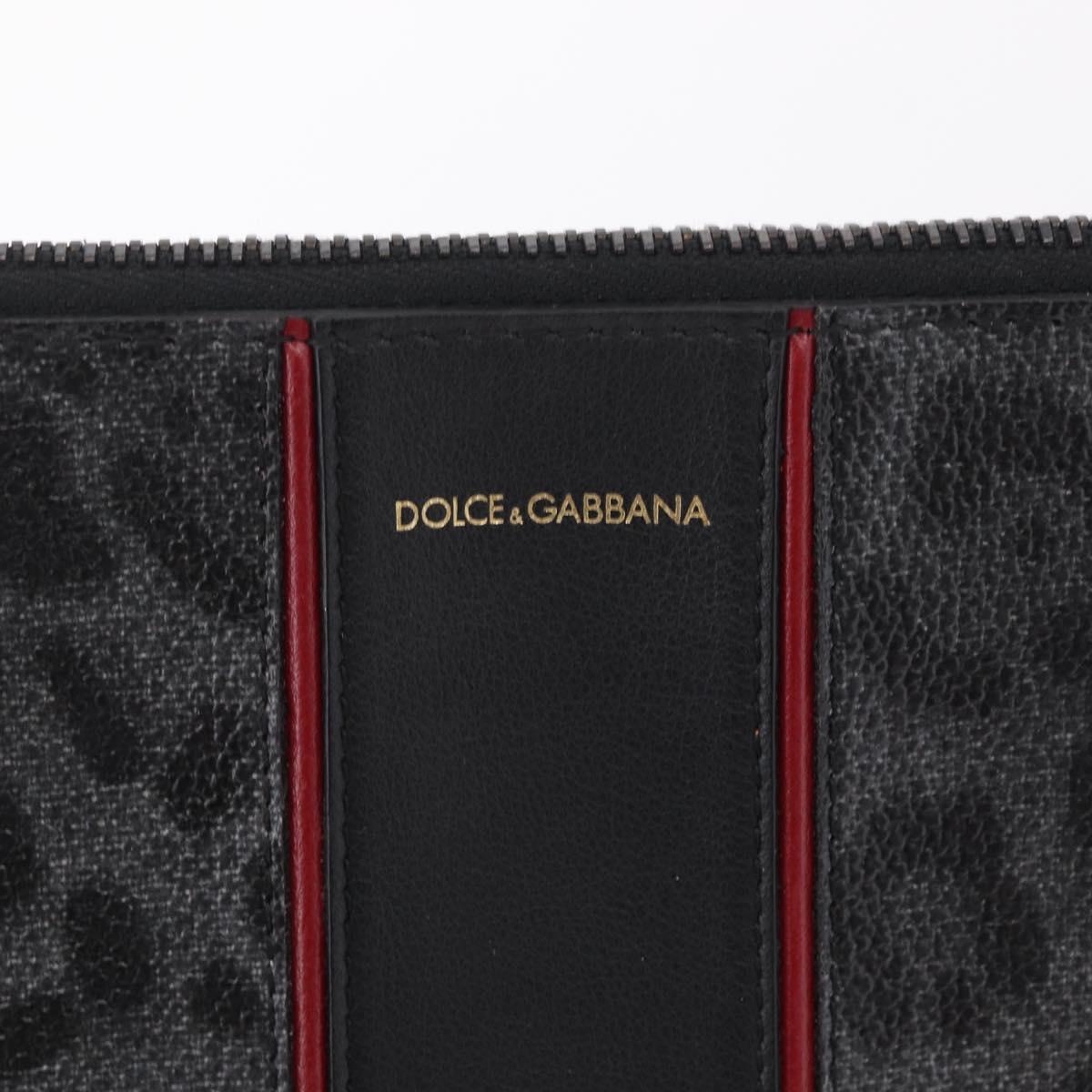 Dolce & Gabbana Clutch Bag PVC Leather Black Silver Auth BA16669A