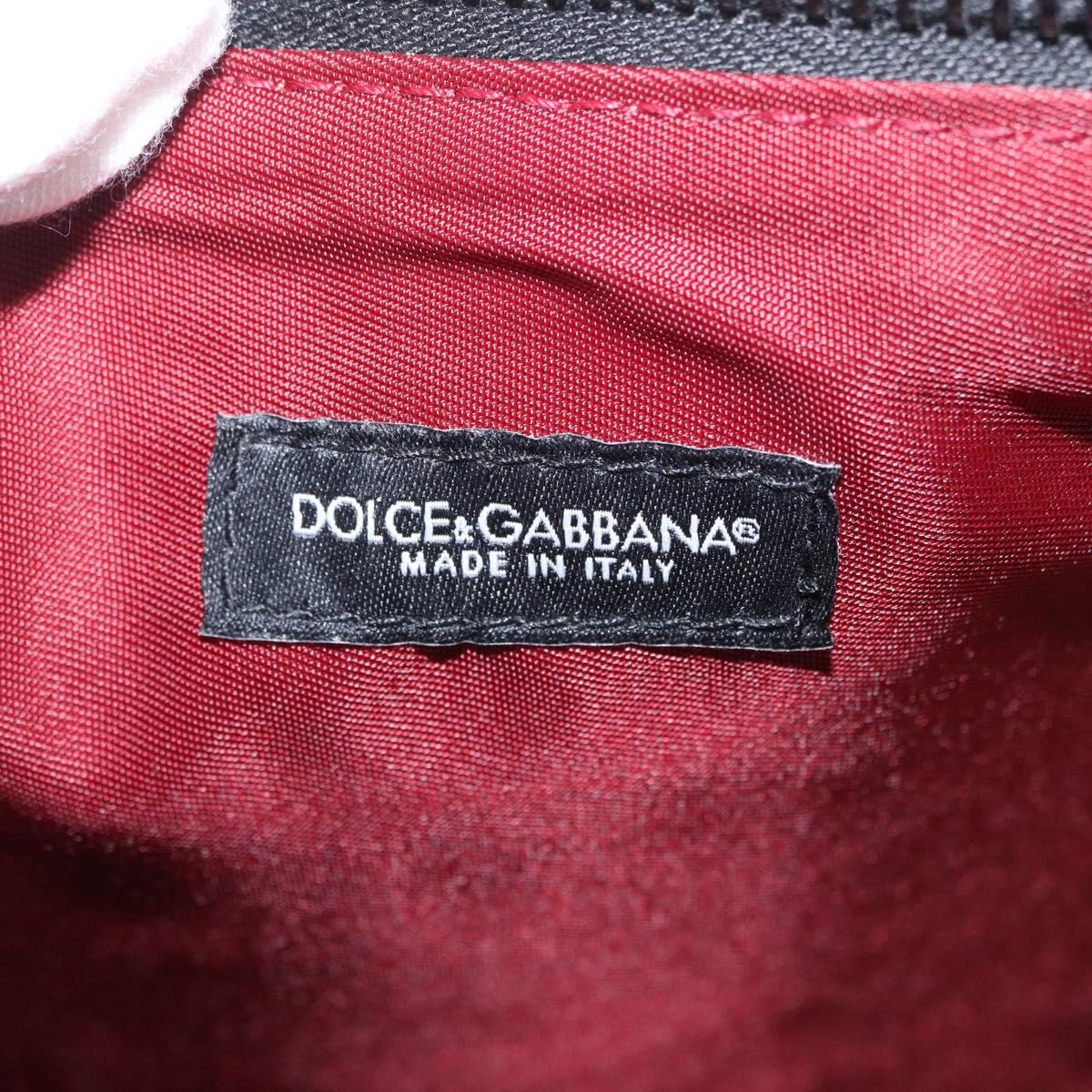 Dolce & Gabbana Clutch Bag PVC Leather Black Silver Auth BA16669A