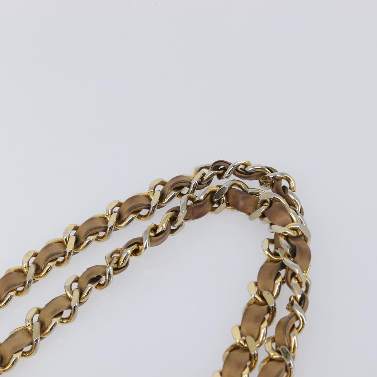 CHANEL Matelasse Chain Shoulder Bag Lamb Skin Beige Gold CC Auth BA16674