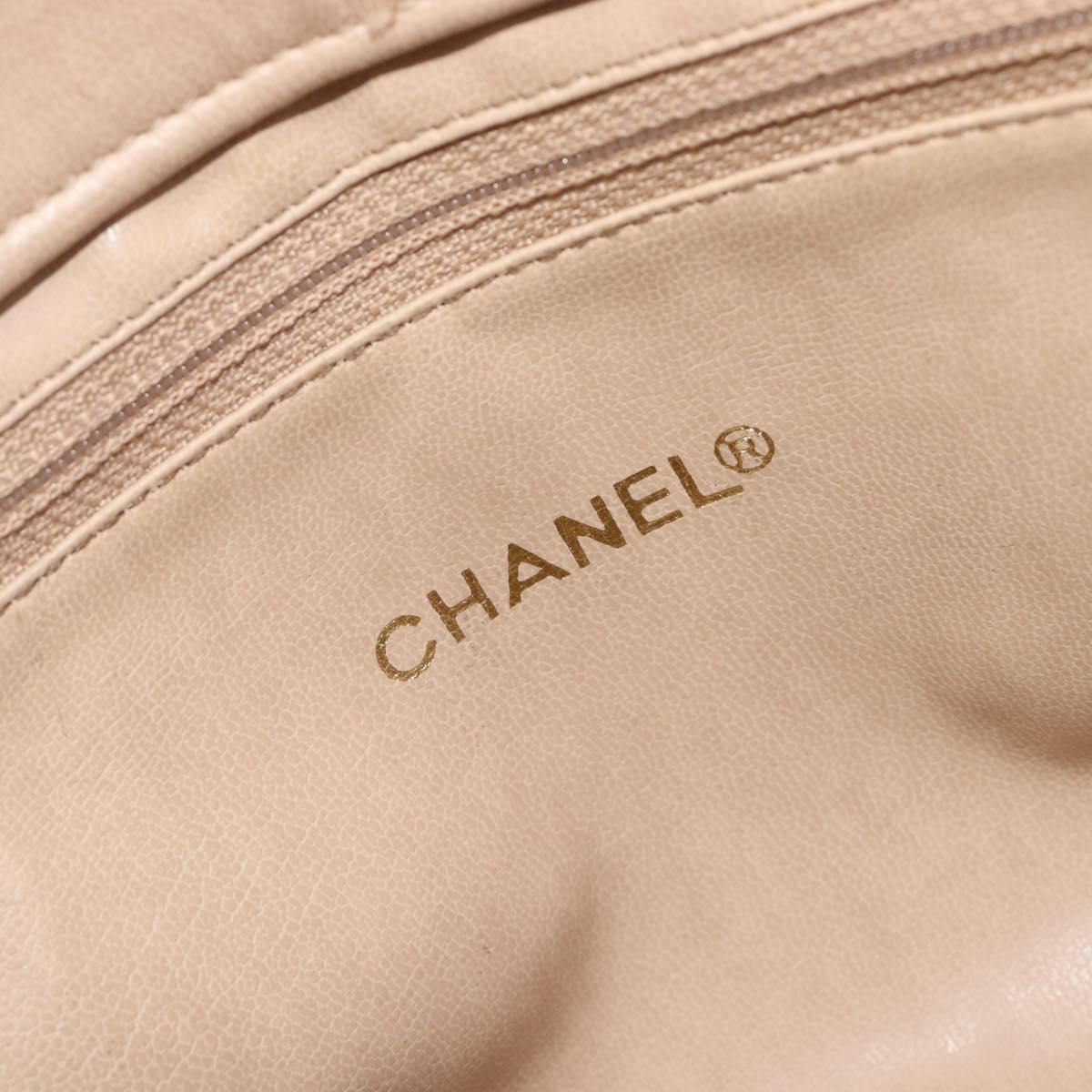 CHANEL Matelasse Chain Shoulder Bag Lamb Skin Beige Gold CC Auth BA16674
