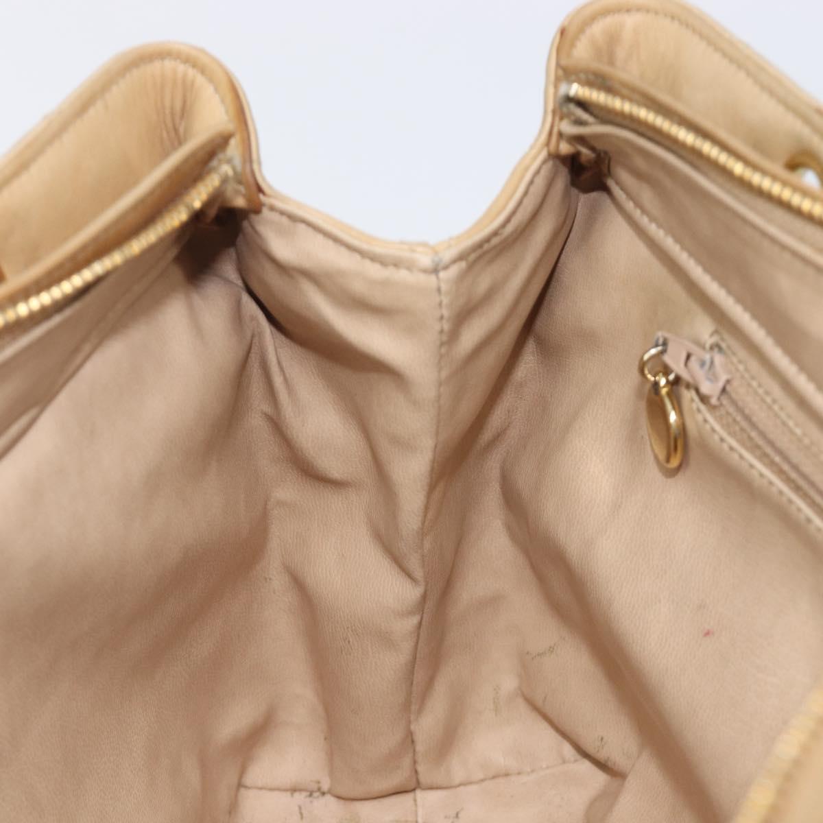 CHANEL Matelasse Chain Shoulder Bag Lamb Skin Beige Gold CC Auth BA16674