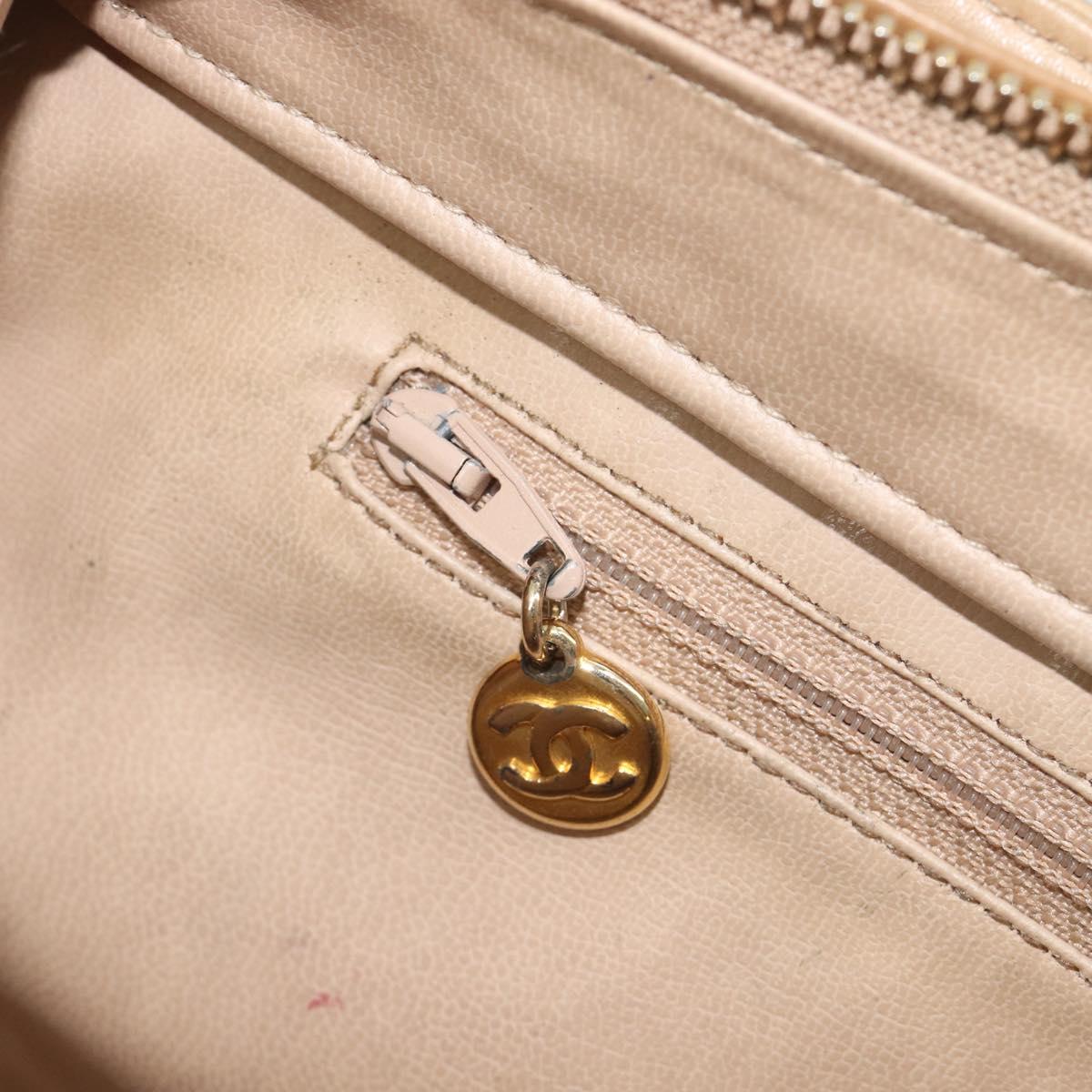 CHANEL Matelasse Chain Shoulder Bag Lamb Skin Beige Gold CC Auth BA16674