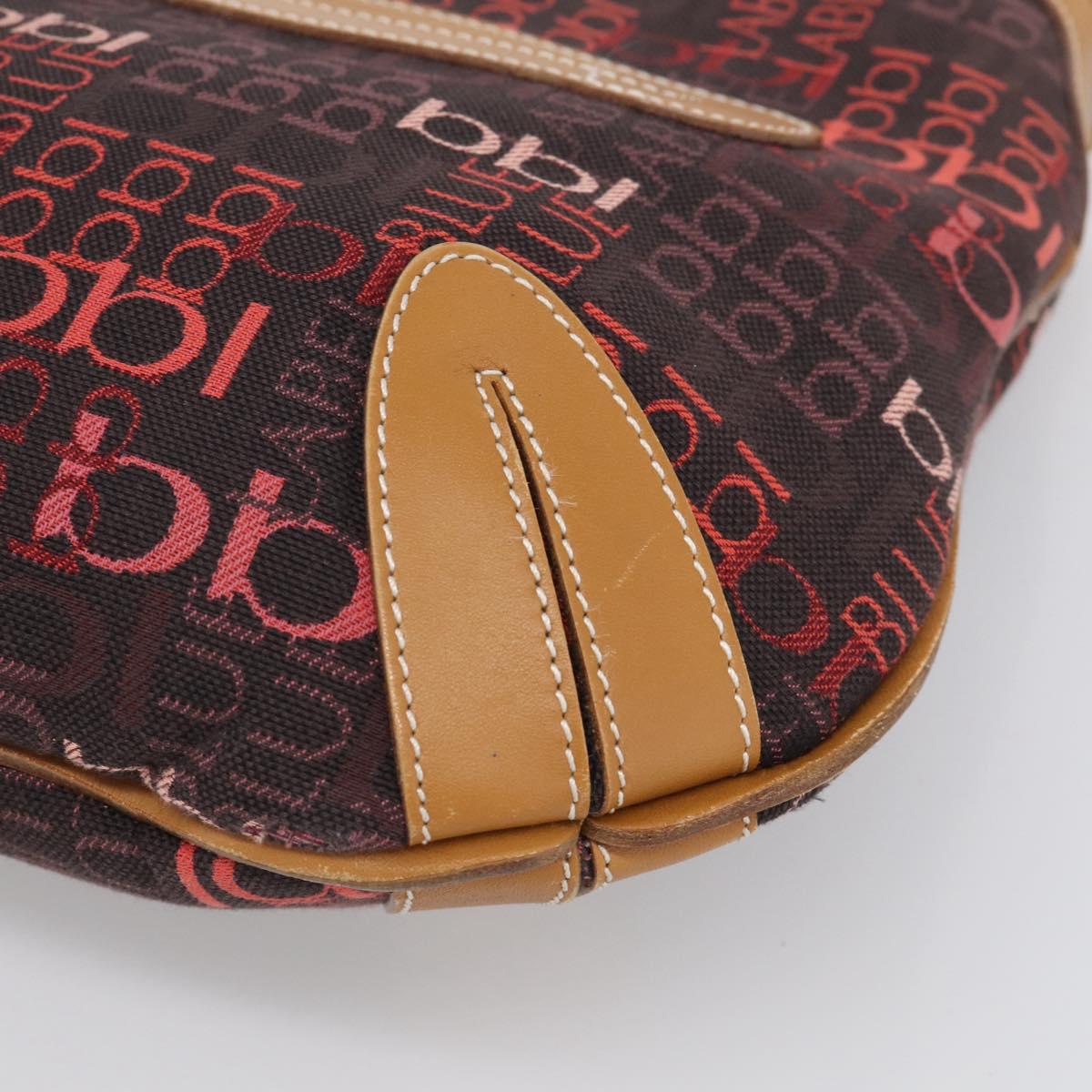 BURBERRY Blue Label Shoulder Bag Canvas Red Silver Auth BA16676
