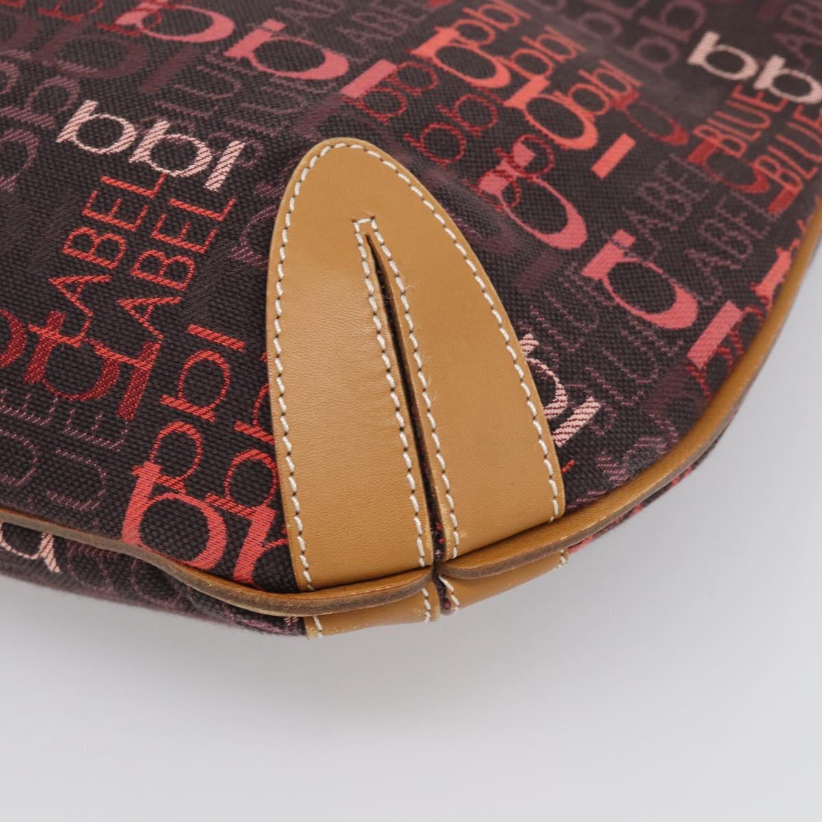 BURBERRY Blue Label Shoulder Bag Canvas Red Silver Auth BA16676