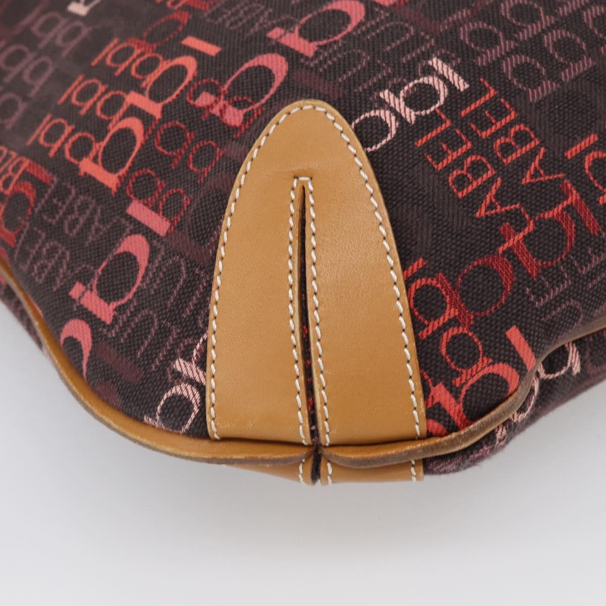 BURBERRY Blue Label Shoulder Bag Canvas Red Silver Auth BA16676