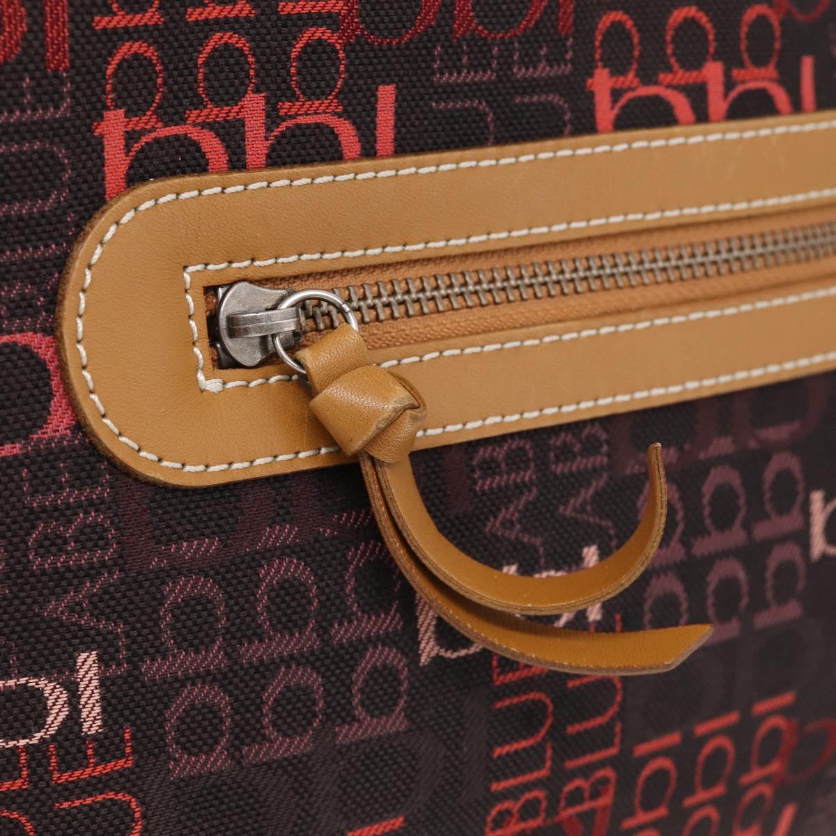 BURBERRY Blue Label Shoulder Bag Canvas Red Silver Auth BA16676