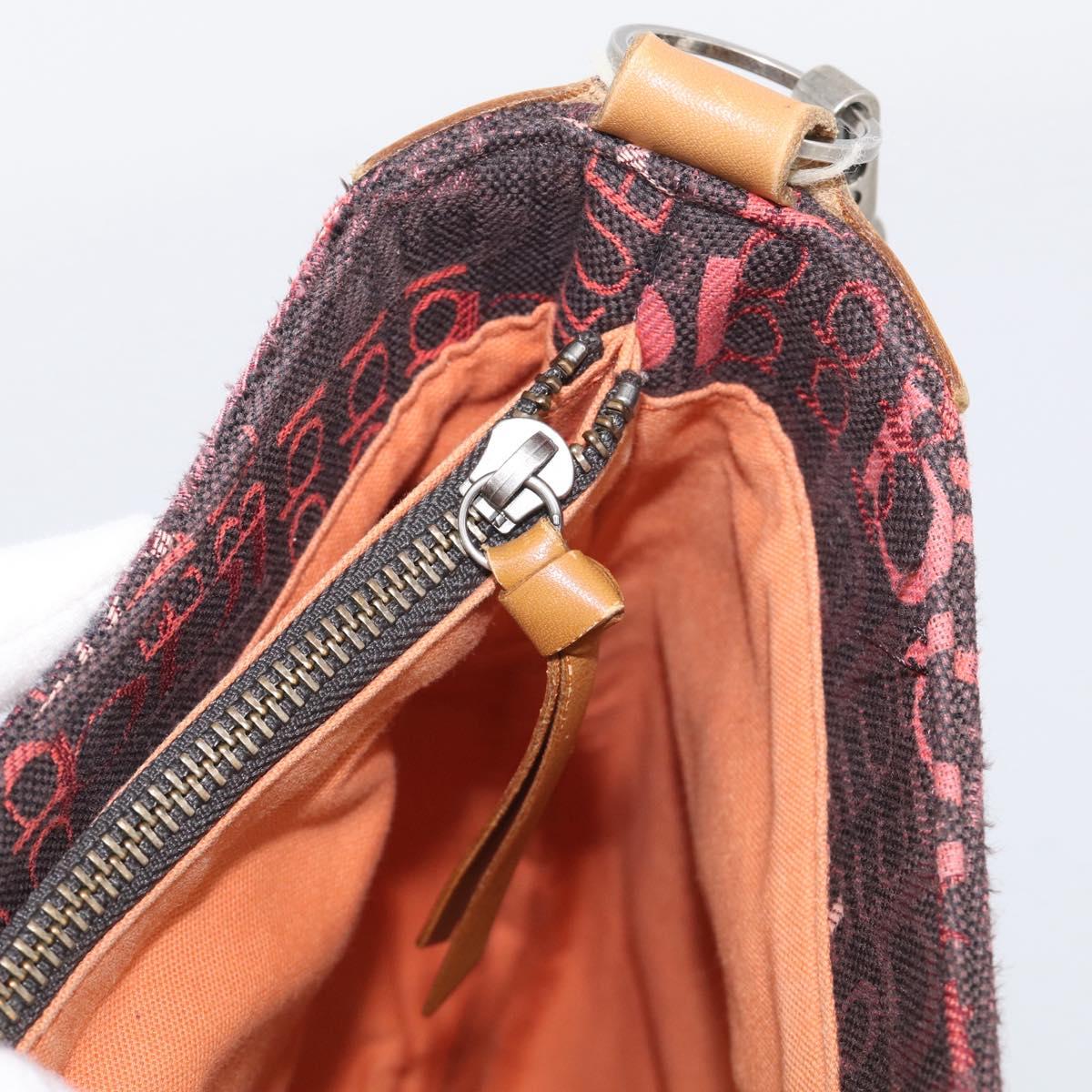 BURBERRY Blue Label Shoulder Bag Canvas Red Silver Auth BA16676