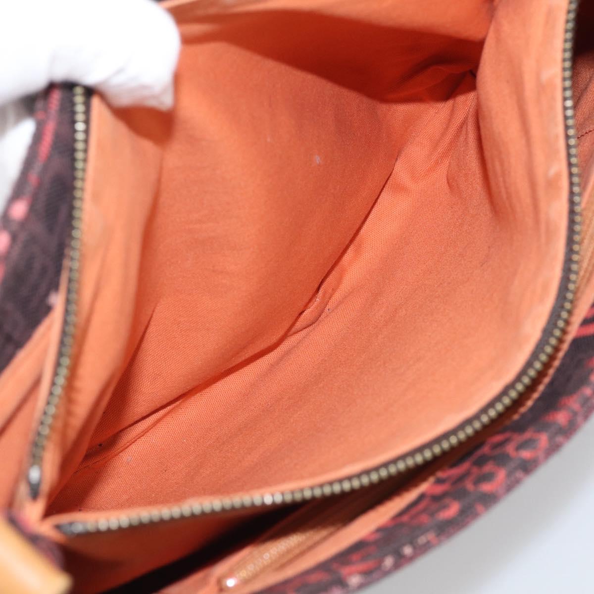 BURBERRY Blue Label Shoulder Bag Canvas Red Silver Auth BA16676