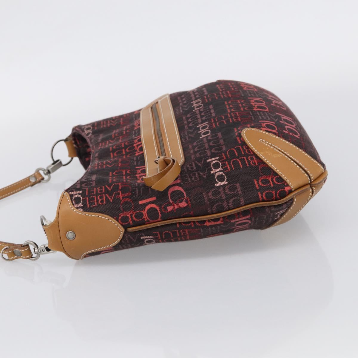 BURBERRY Blue Label Shoulder Bag Canvas Red Silver Auth BA16676