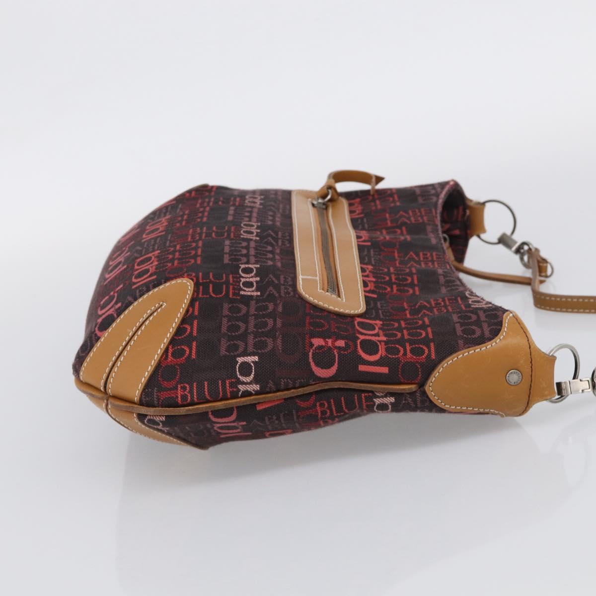 BURBERRY Blue Label Shoulder Bag Canvas Red Silver Auth BA16676