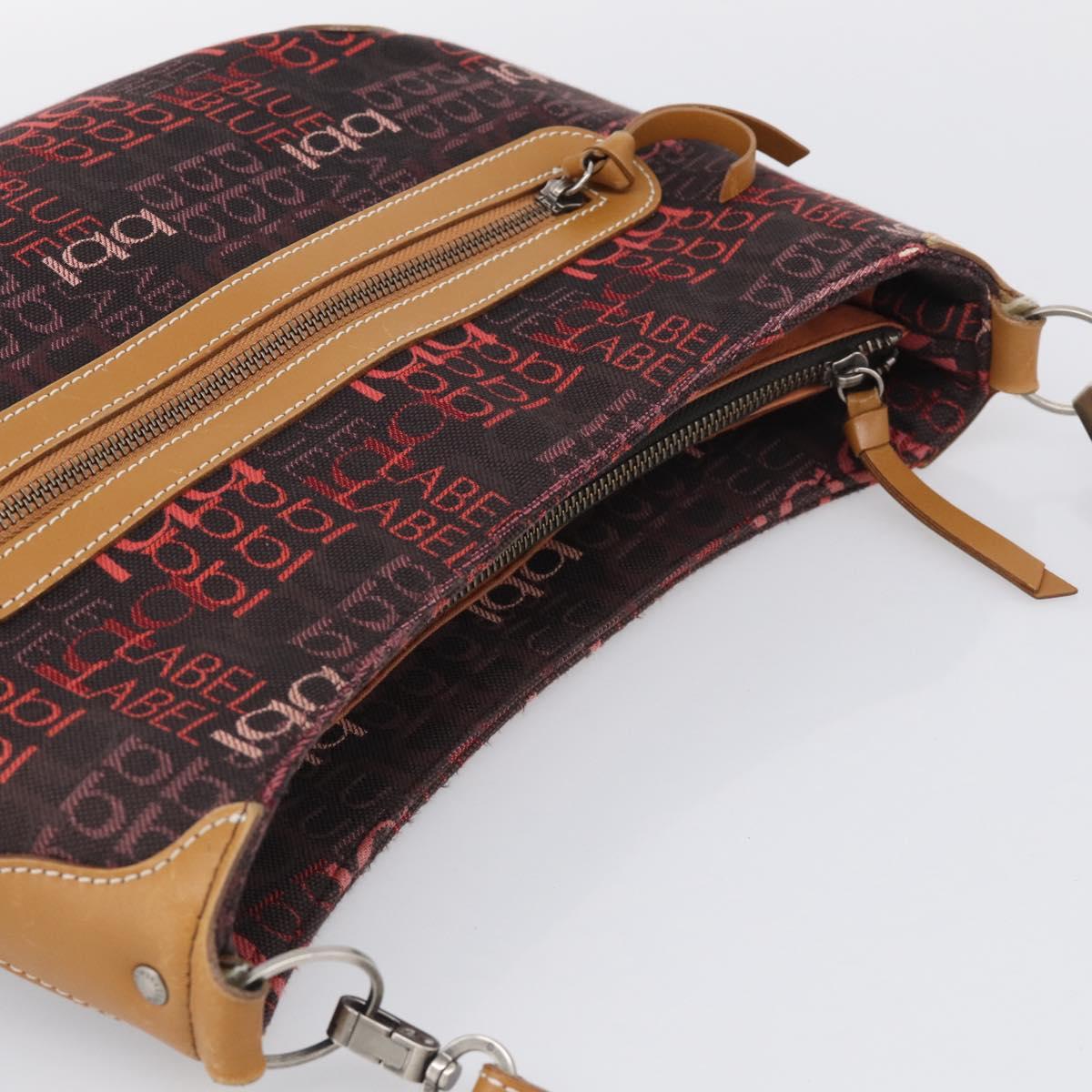 BURBERRY Blue Label Shoulder Bag Canvas Red Silver Auth BA16676