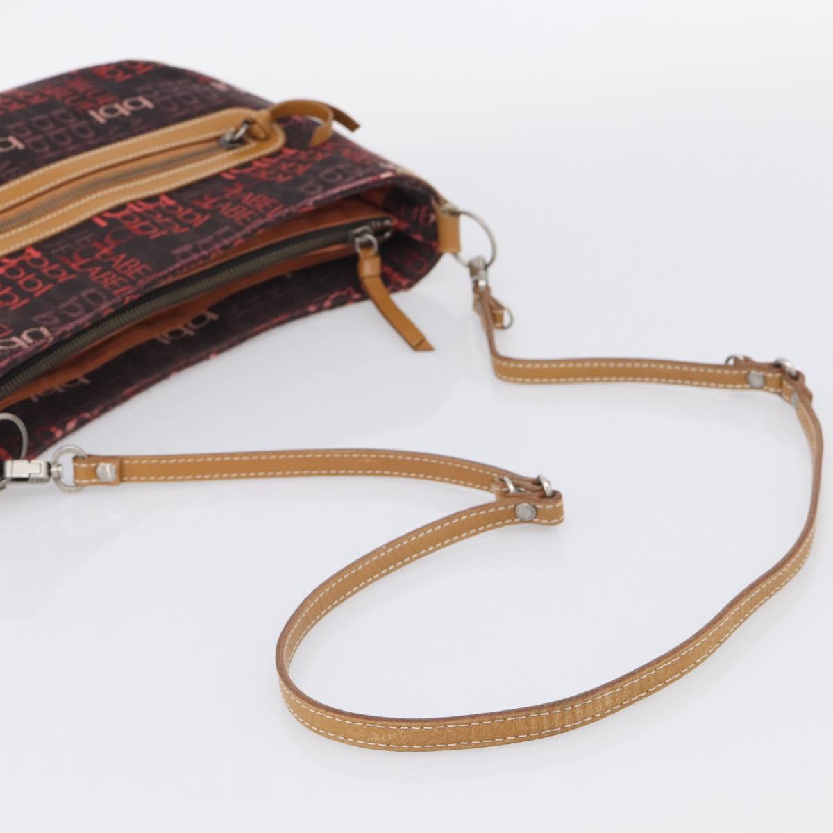 BURBERRY Blue Label Shoulder Bag Canvas Red Silver Auth BA16676
