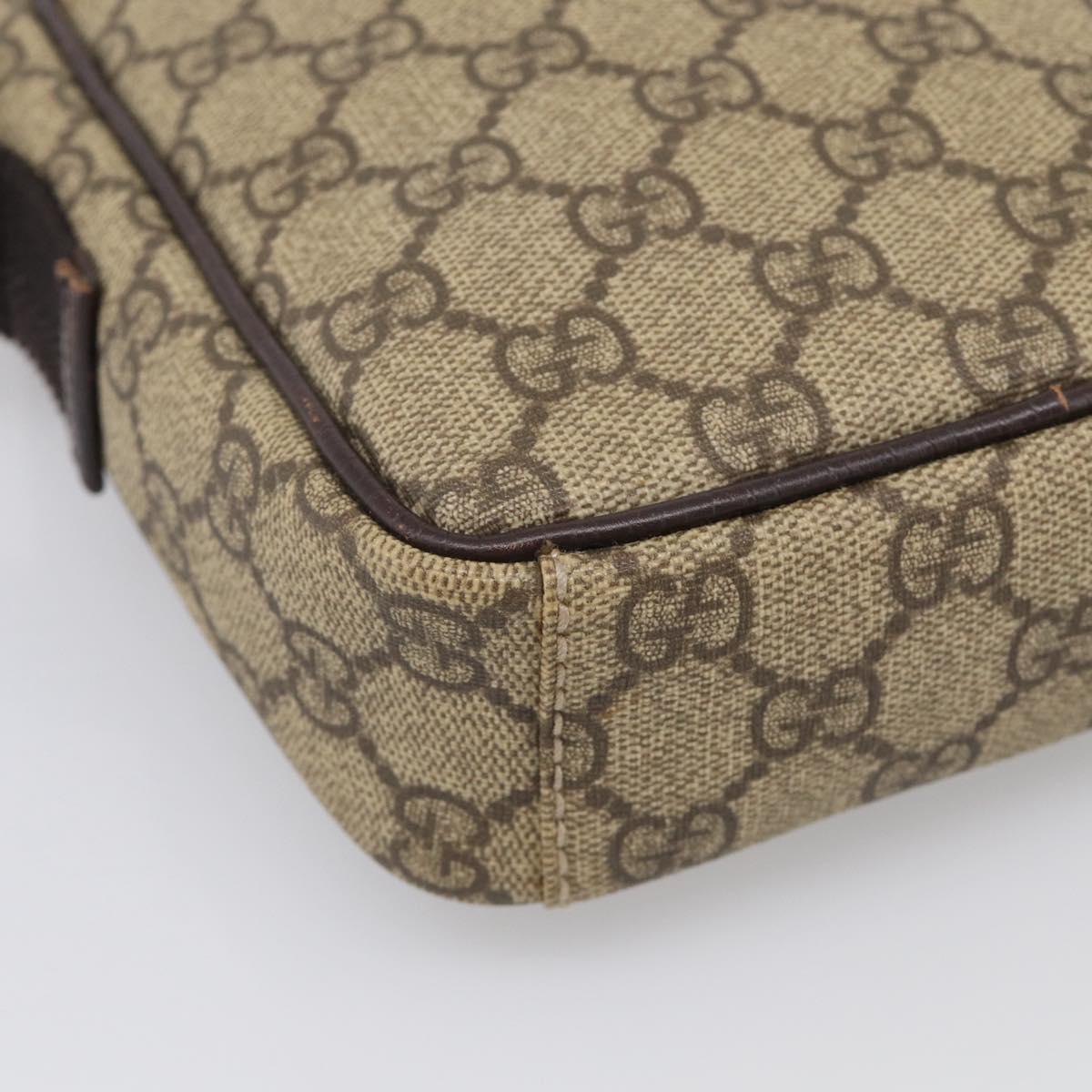 GUCCI GG Supreme Shoulder Bag PVC Beige Silver 122754 Auth BA16678