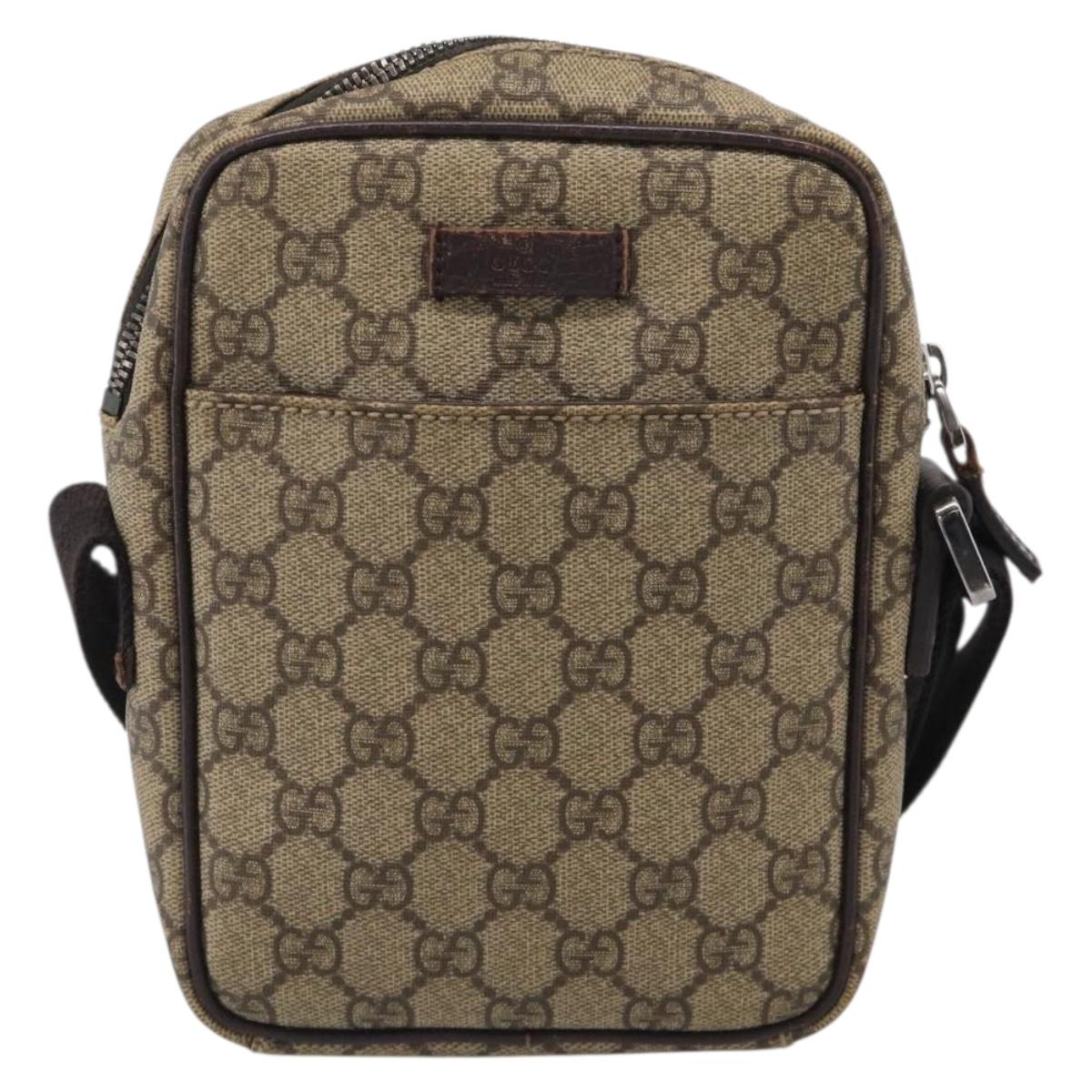 GUCCI GG Supreme Shoulder Bag PVC Beige Silver 122754 Auth BA16678